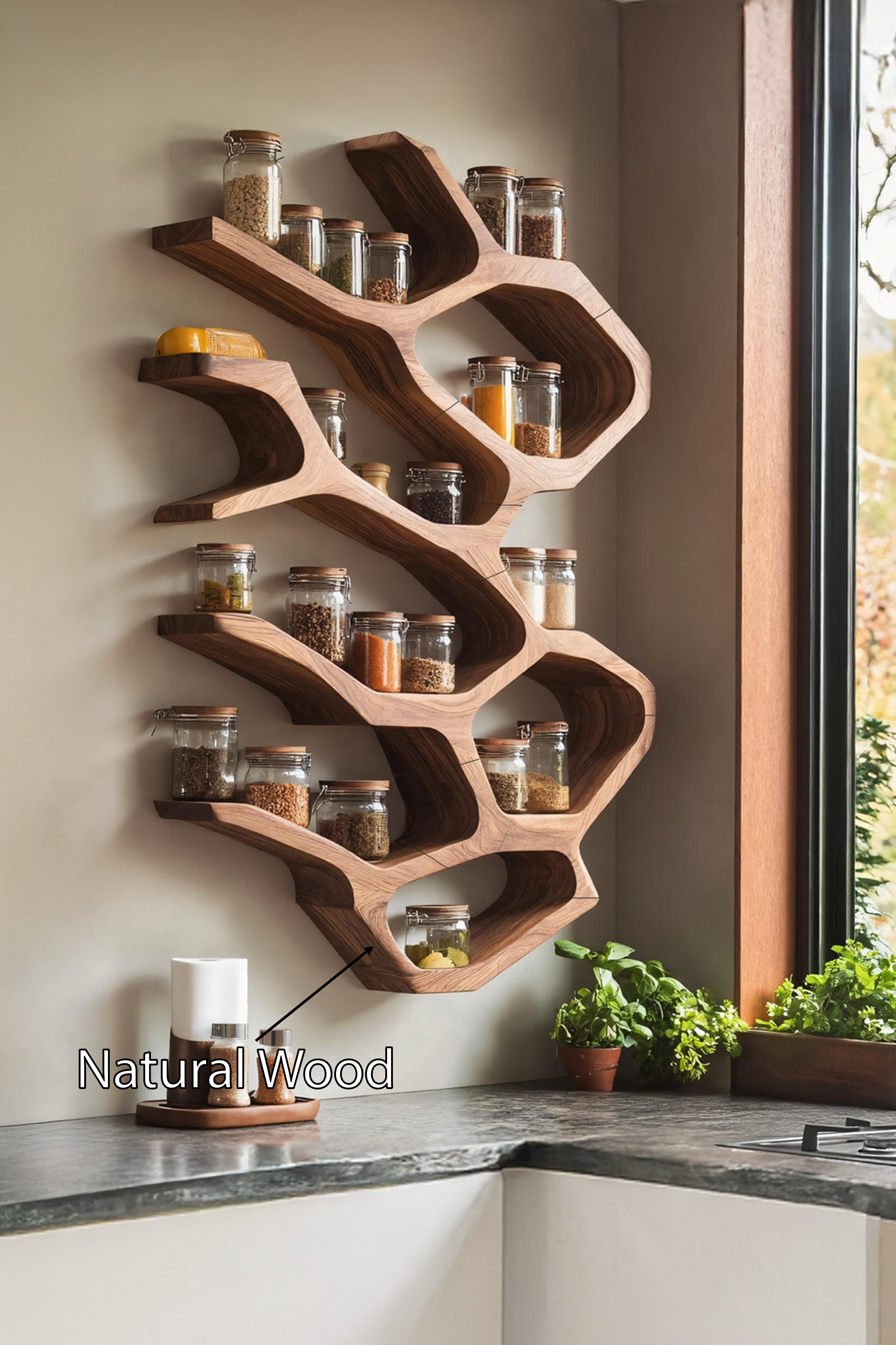 Farmhouse Kitchen Furniture With Wooden Spice Organizer SILDTTRSRS019