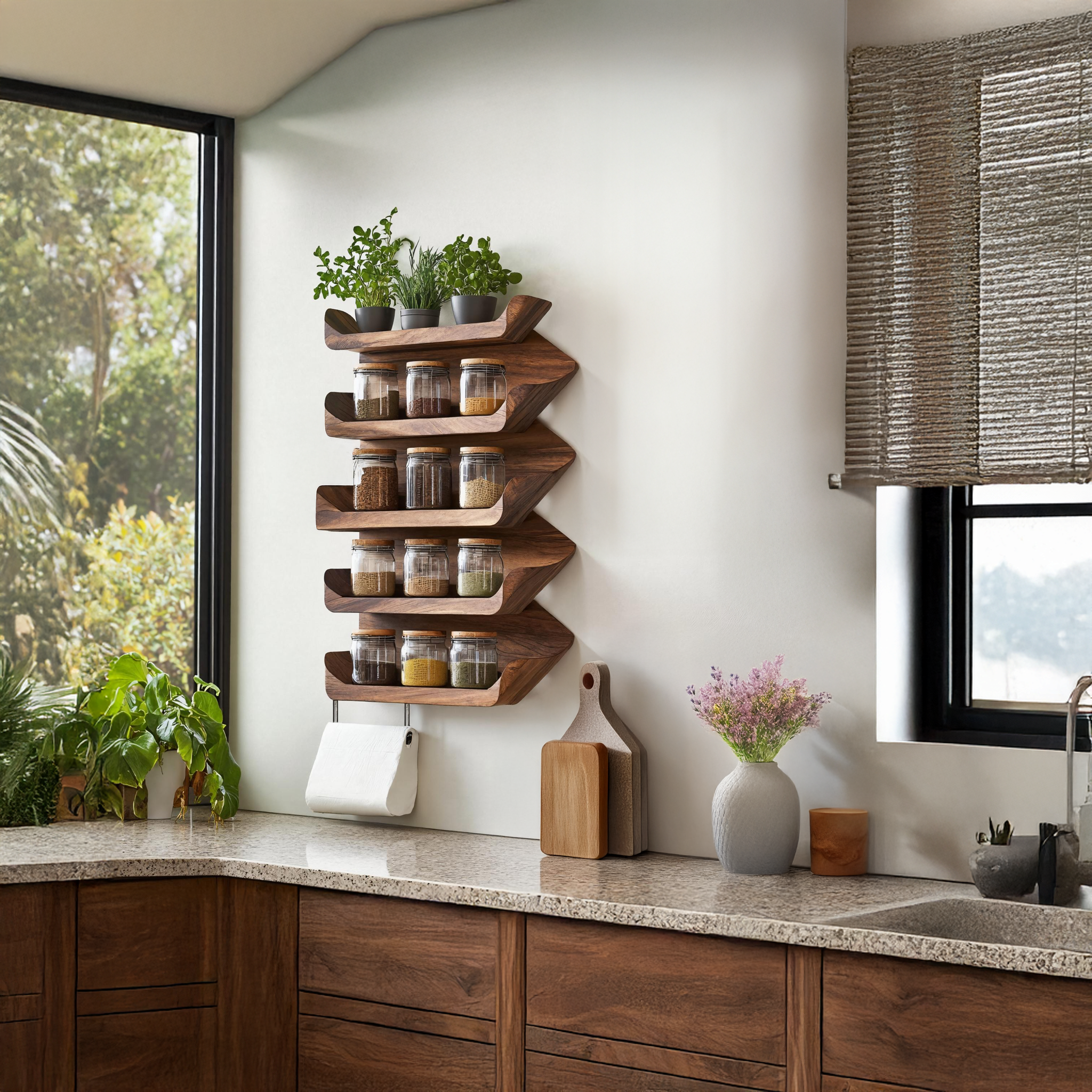 Wooden Spice Rack Mid Century Style For Entryway Design SILDTTRSRS007