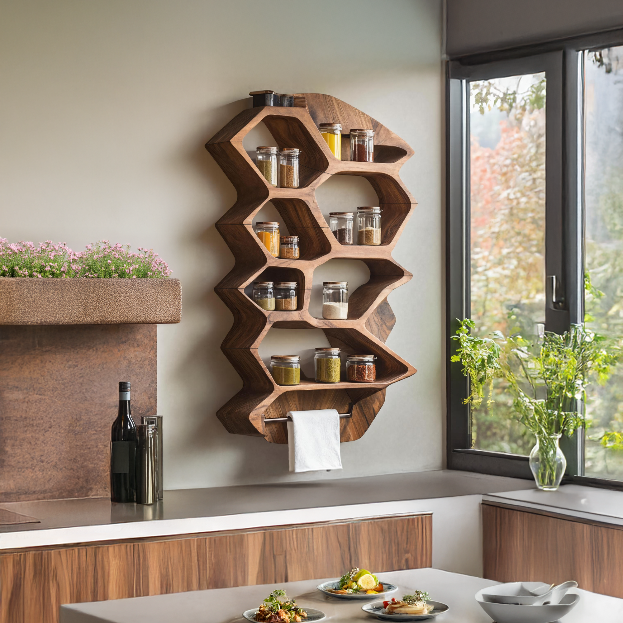 Rustic Wooden Spice Rack Shelf For Entryway Or Kitchen SILDTTRSRS017