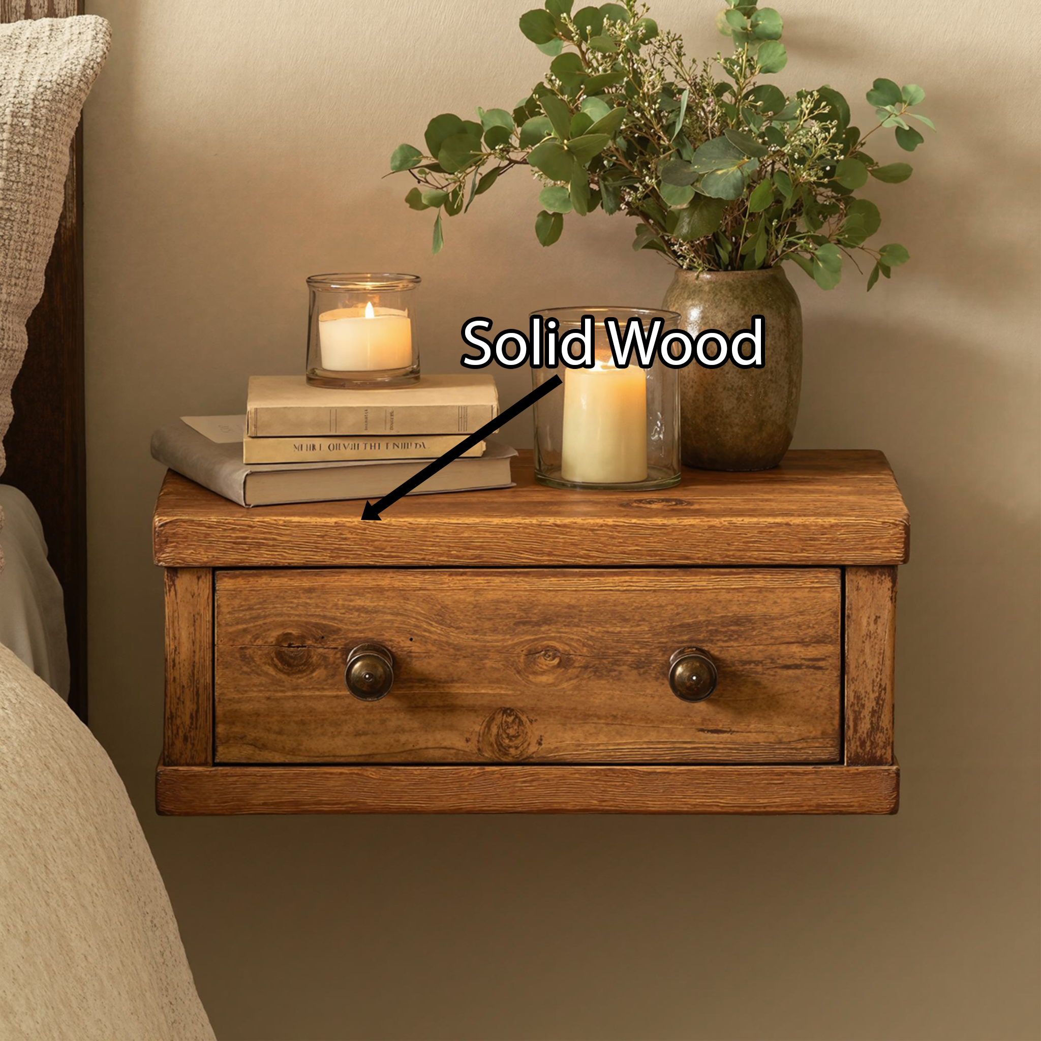 Floating Modern Wooden Nightstand For Compact Spaces SILDTNS006
