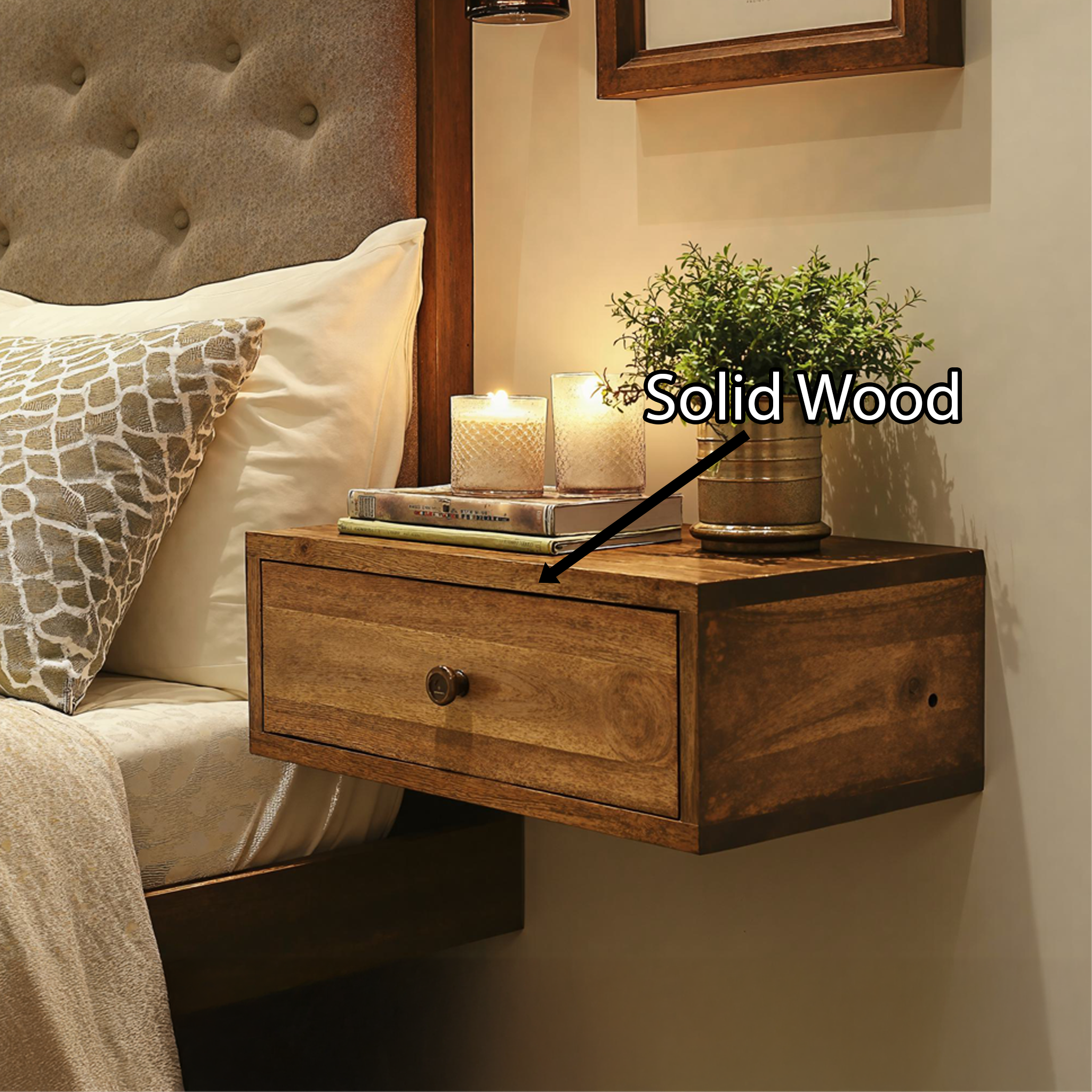 Rustic Handcrafted Nightstand With Drawer SILDTNS003