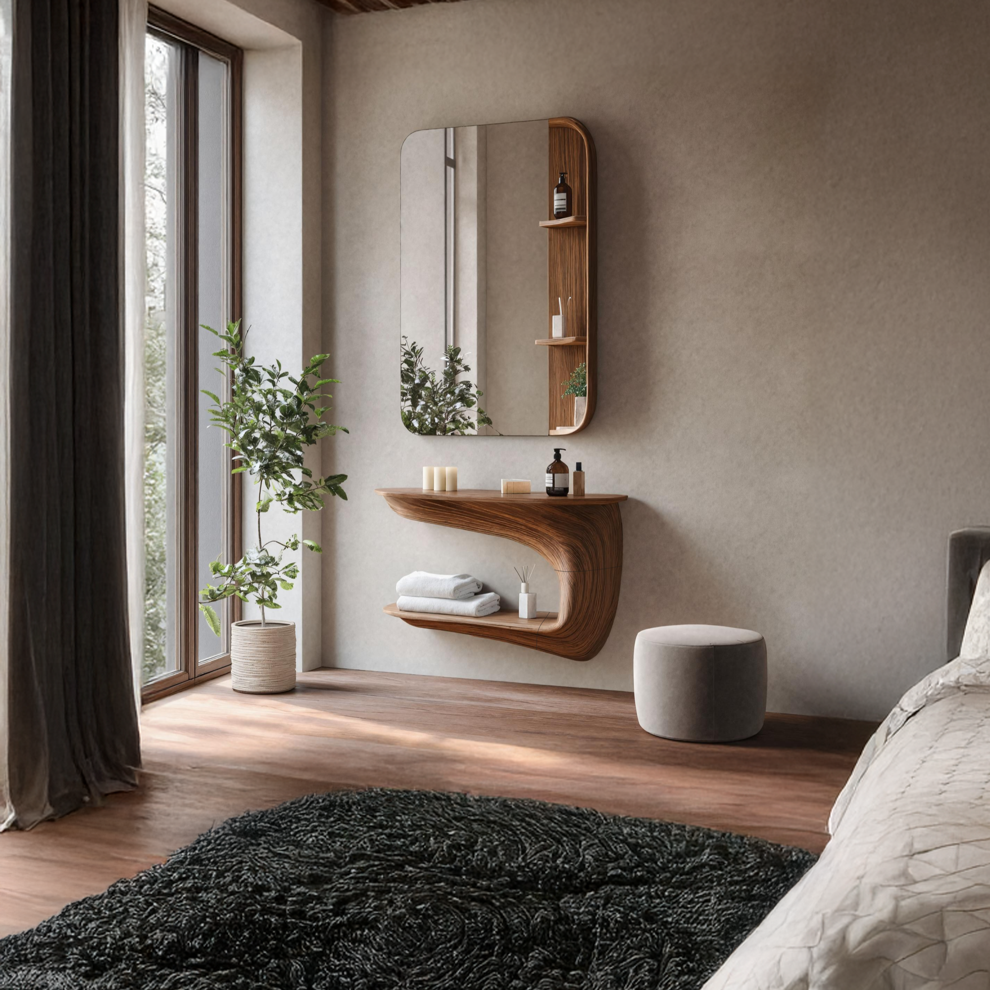 Handcrafted Solid Wood Vanity for Bedroom Furniture Decor SILDTTNMV002