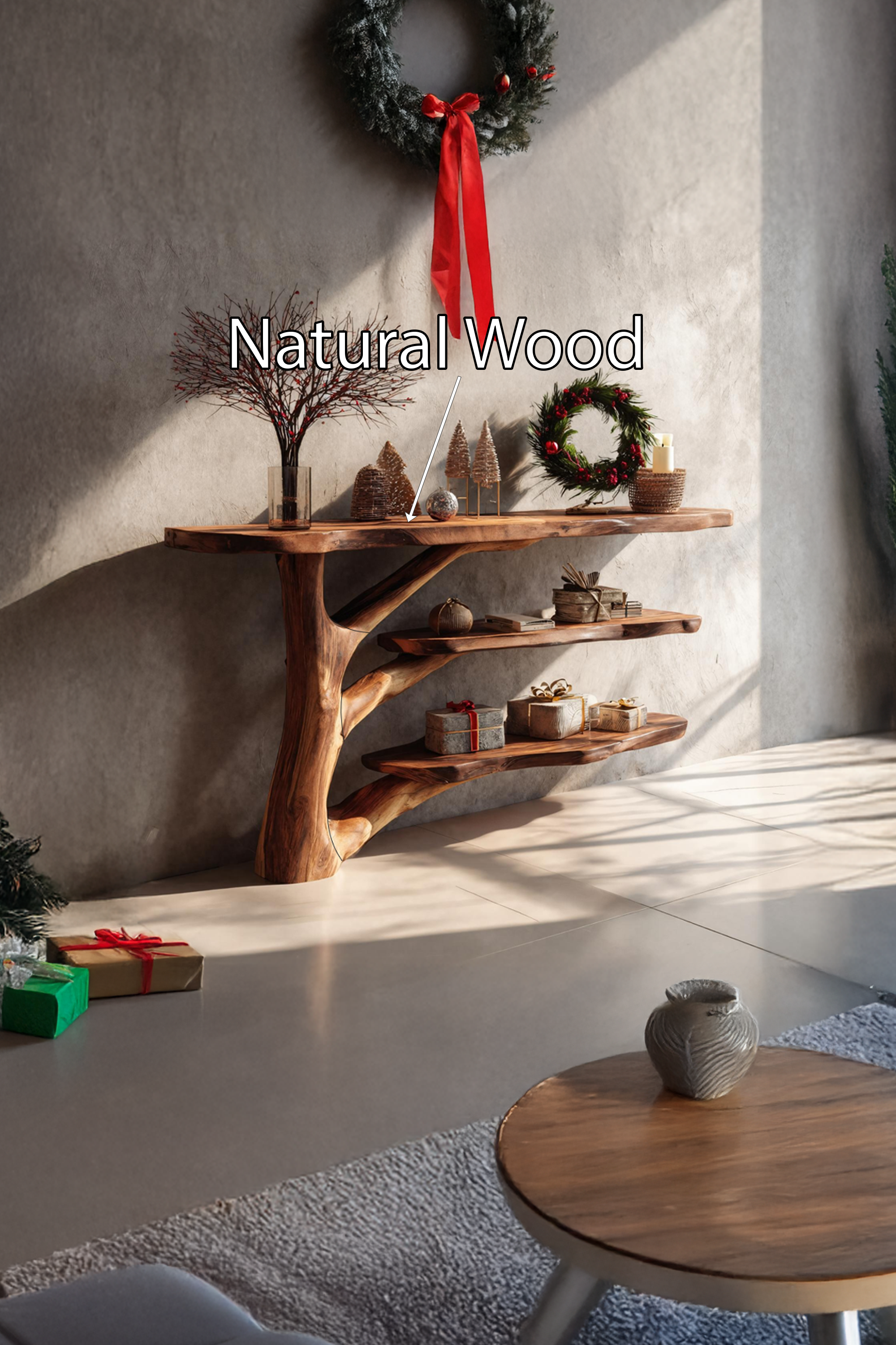 Farmhouse Wooden Live Edge Console Table For Bedroom Christmas Decoration SILDTTRCSC022