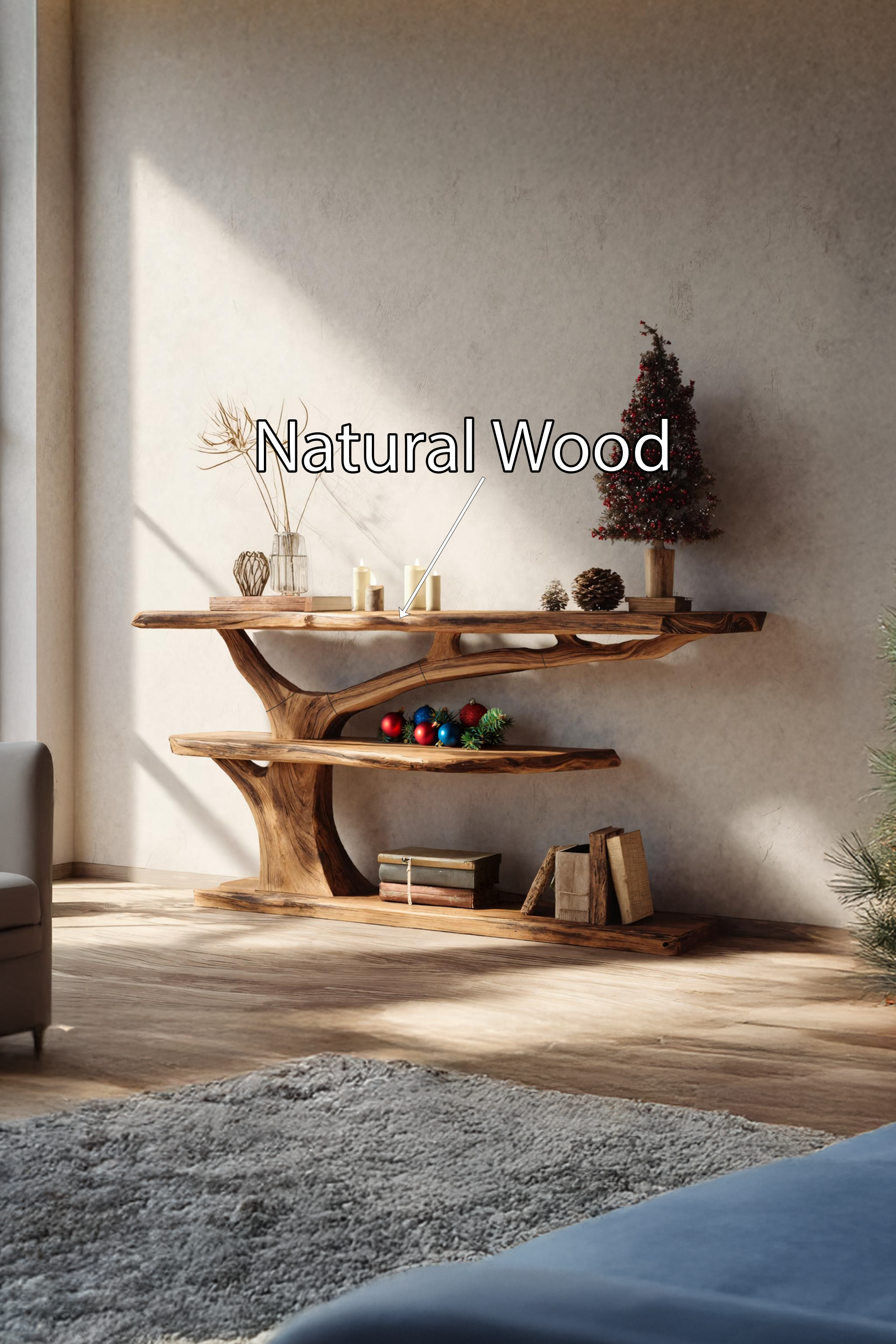 Handcrafted Live Edge Entryway Table For Christmas Seasonal Bedroom Design SILDTTRCSC043