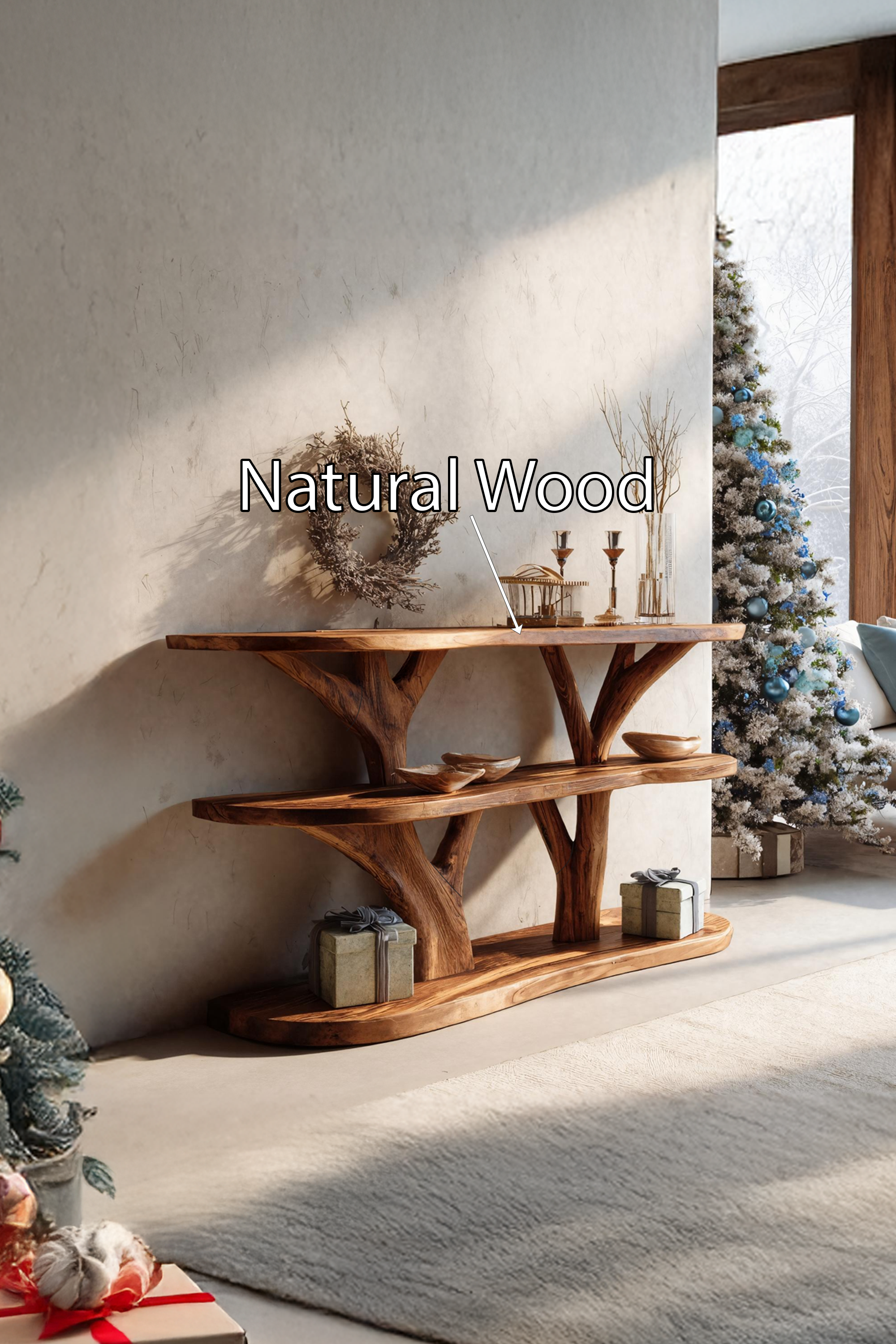 Farmhouse Solid Wood Console Table For Living Room Holiday Seasonal Design SILDTTRCSC010