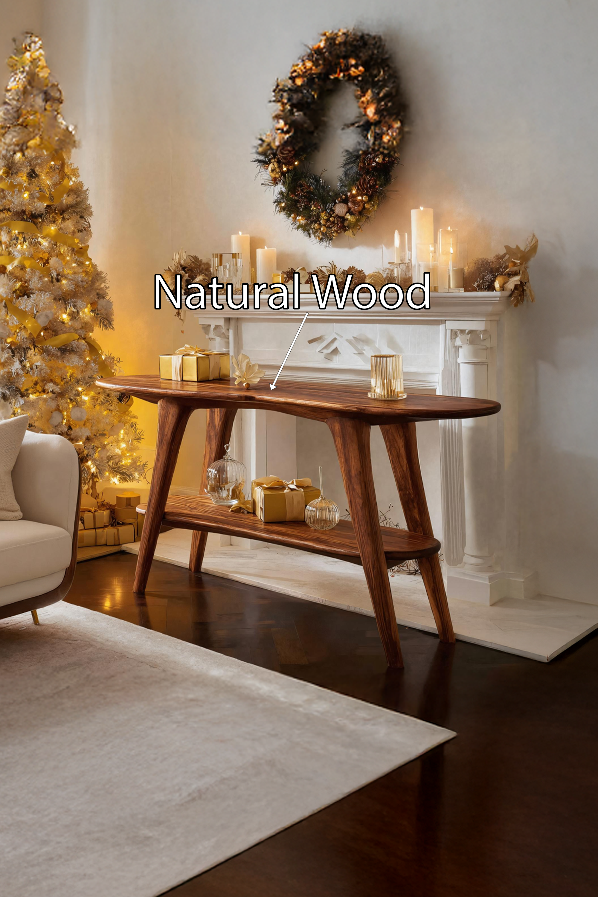 Mid Century Wooden Live Edge Console Table For Entryway Design Christmas SILDTTRCSC001