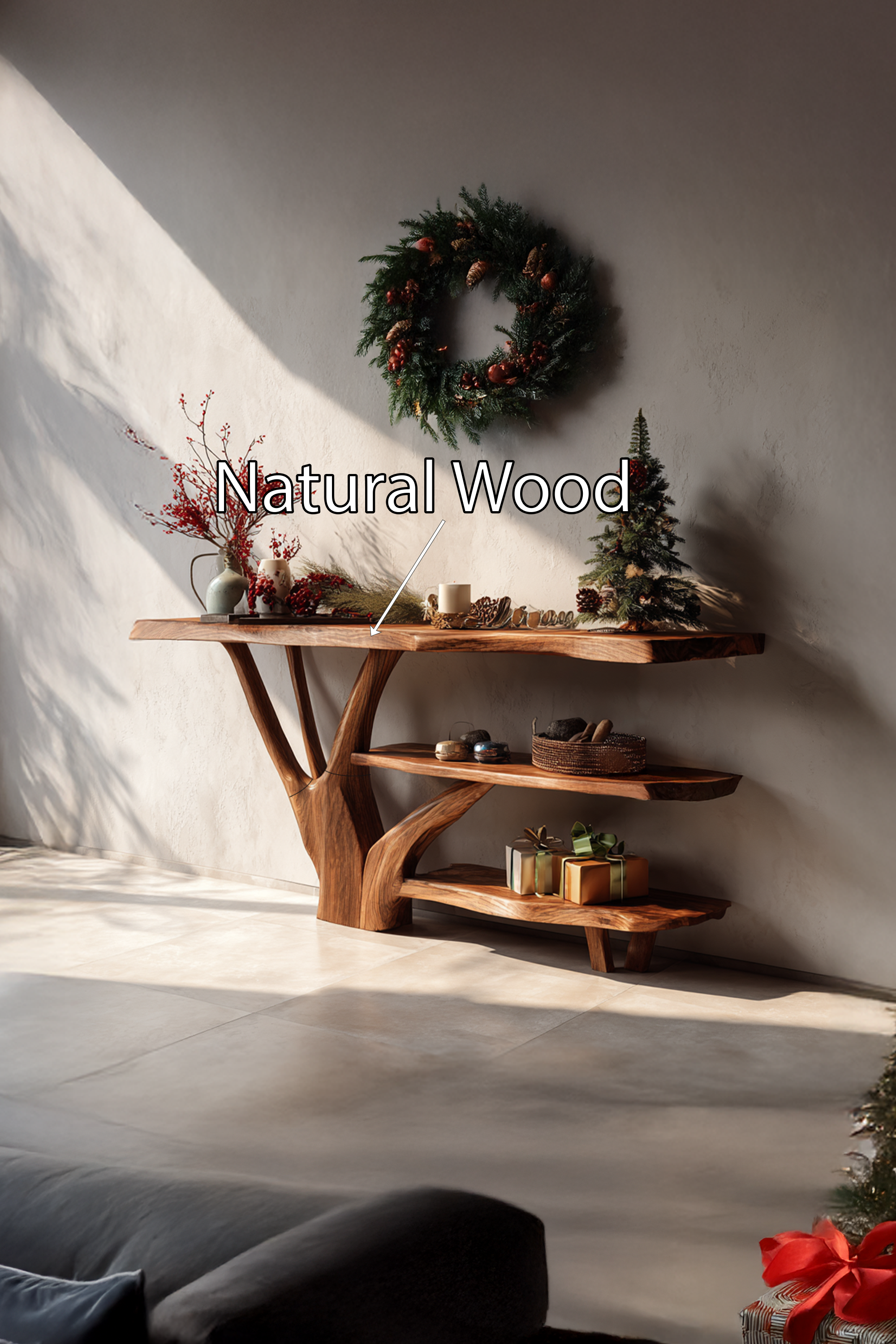 Mid Century Solid Wood Console Table For Holiday Living Room Xmas Decor SILDTTRCSC021