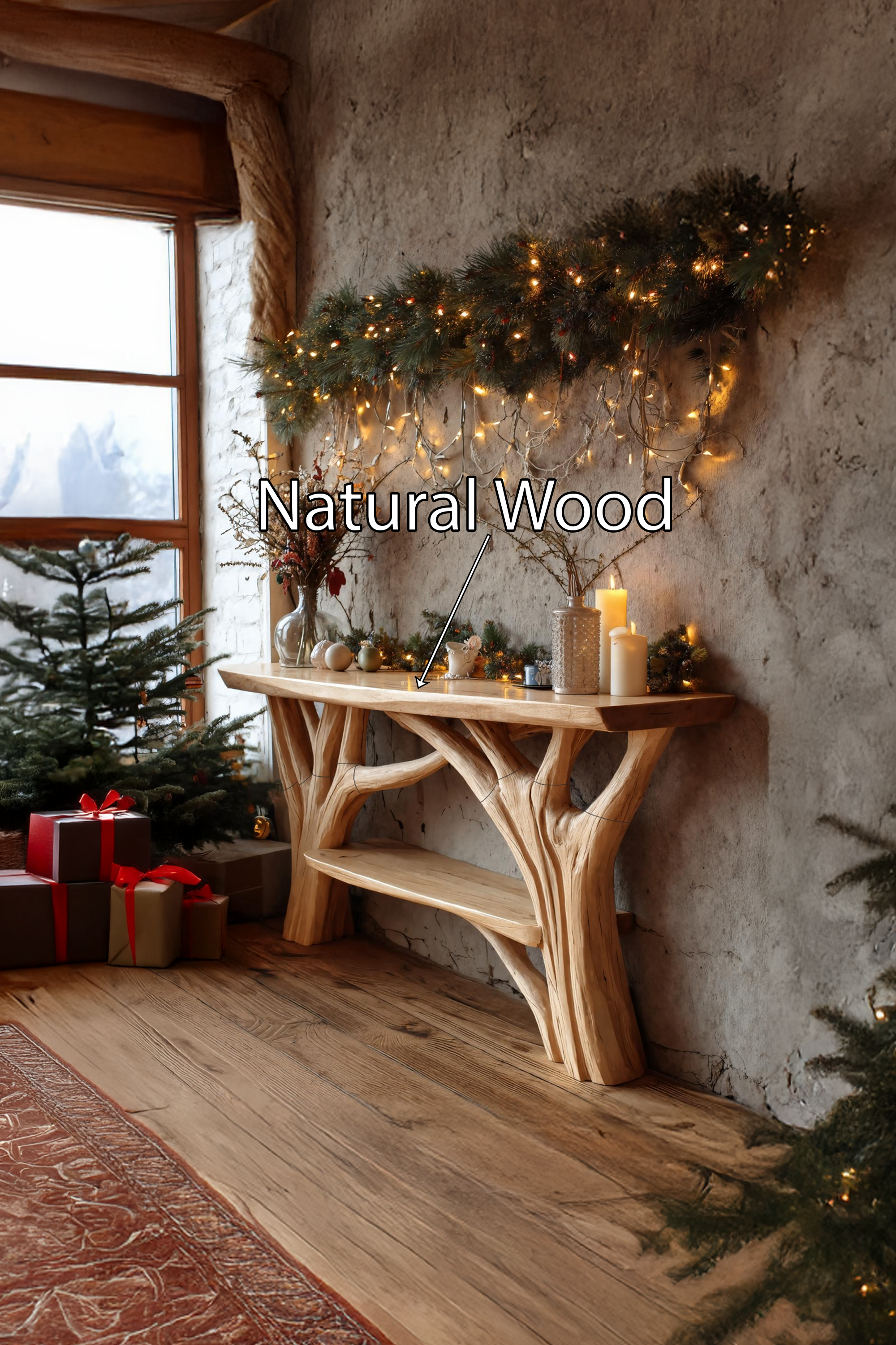 Farmhouse Solid Wood Console Table For Holiday Entryway Furniture Xmas SILDTTRCSC026