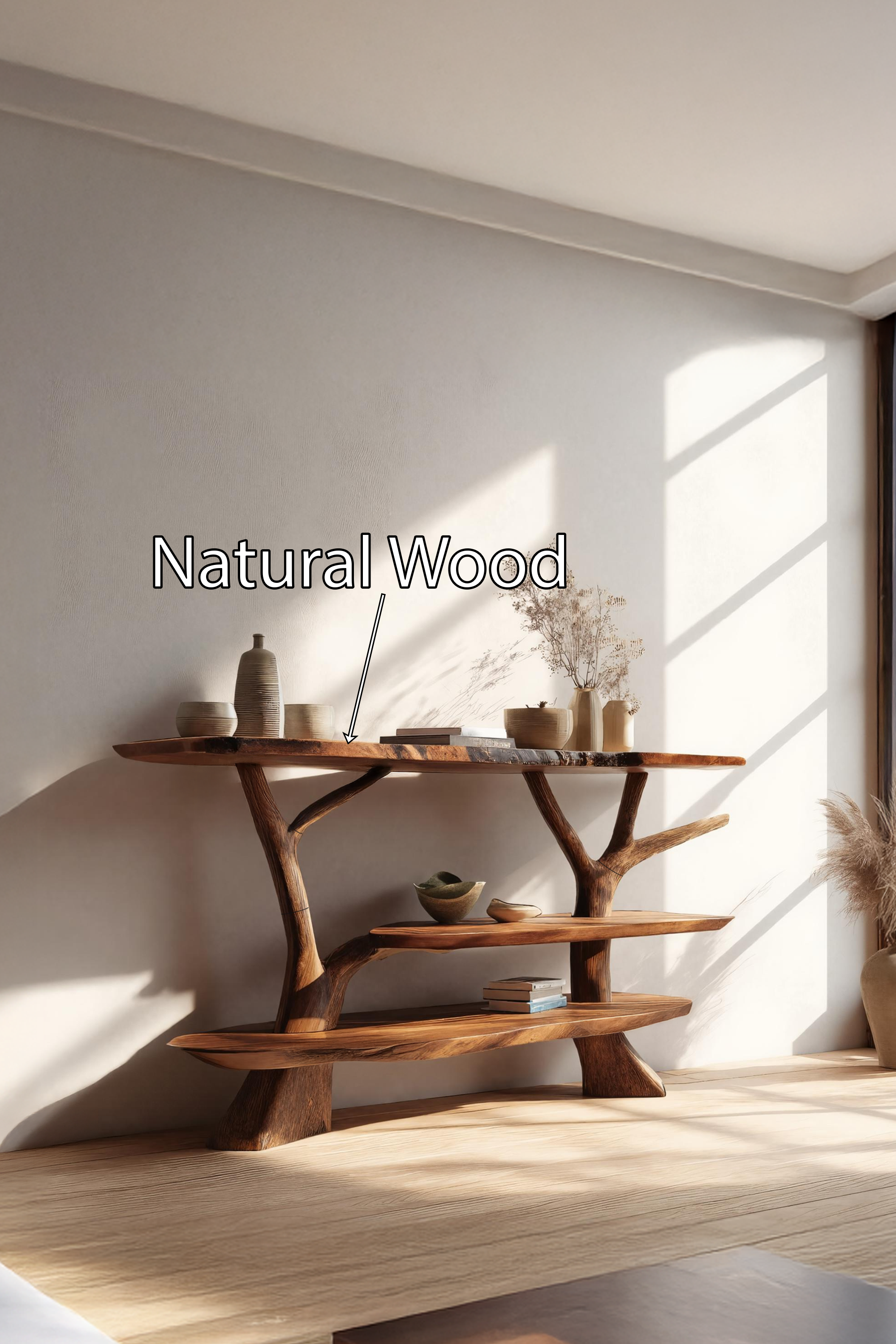 Mid Century Wooden Live Edge Console Table For Living Room Accent SILDTTRCS036