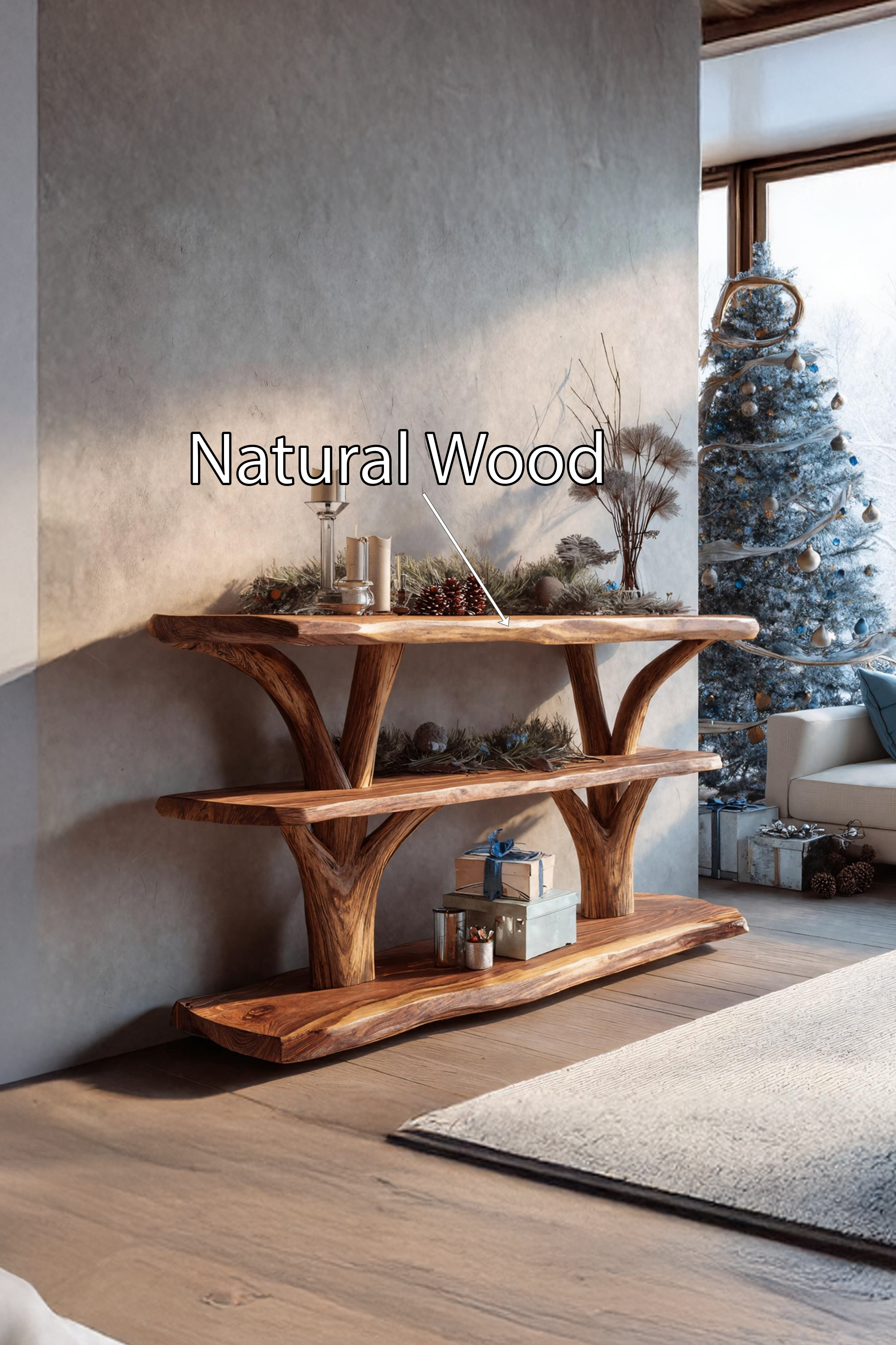 Handcrafted Solid Wood Console Table For Christmas Bedroom Furniture Style SILDTTRCSC015