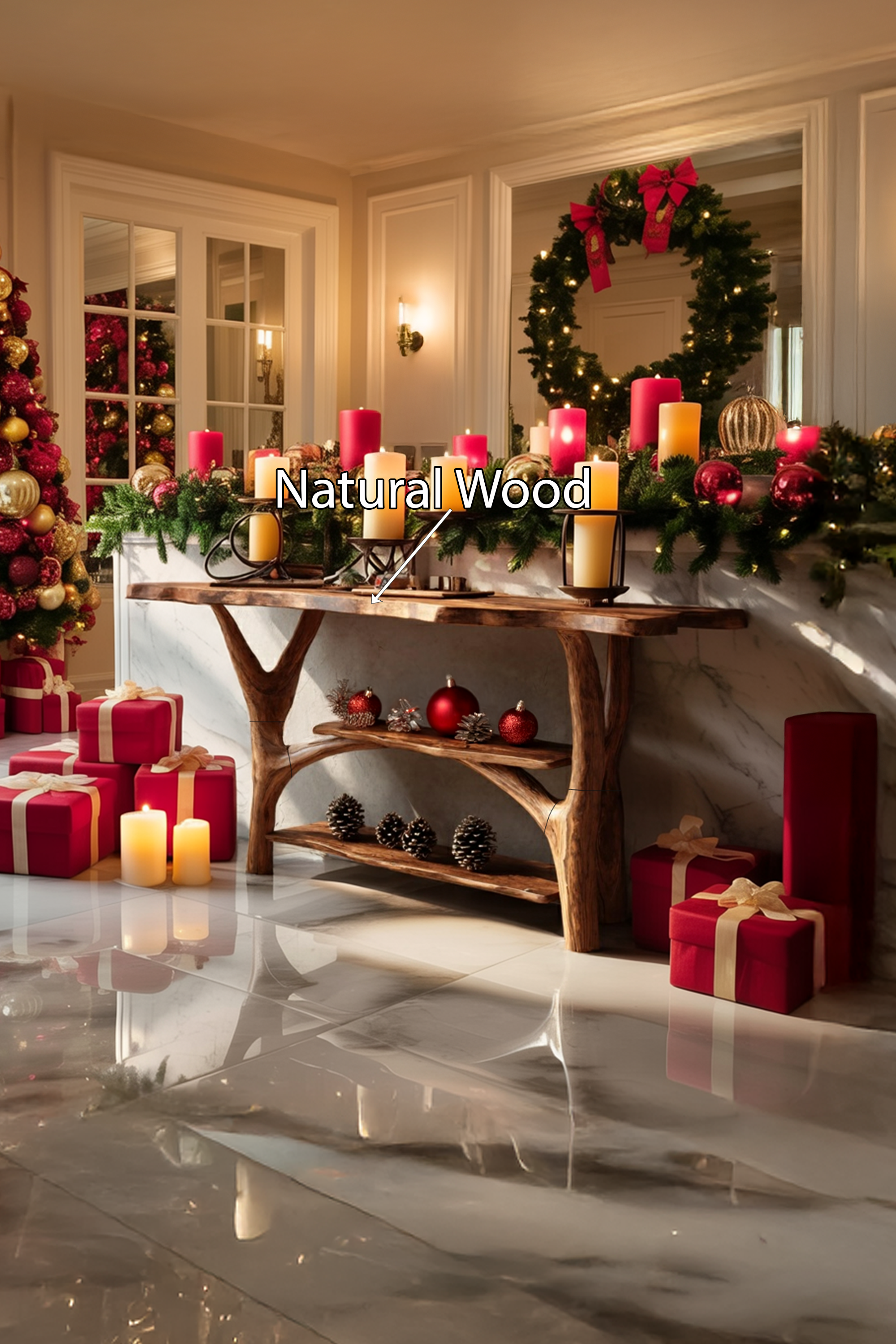 Handcrafted Live Edge Entryway Table For Holiday Furniture Xmas Accent SILDTTRCSC035