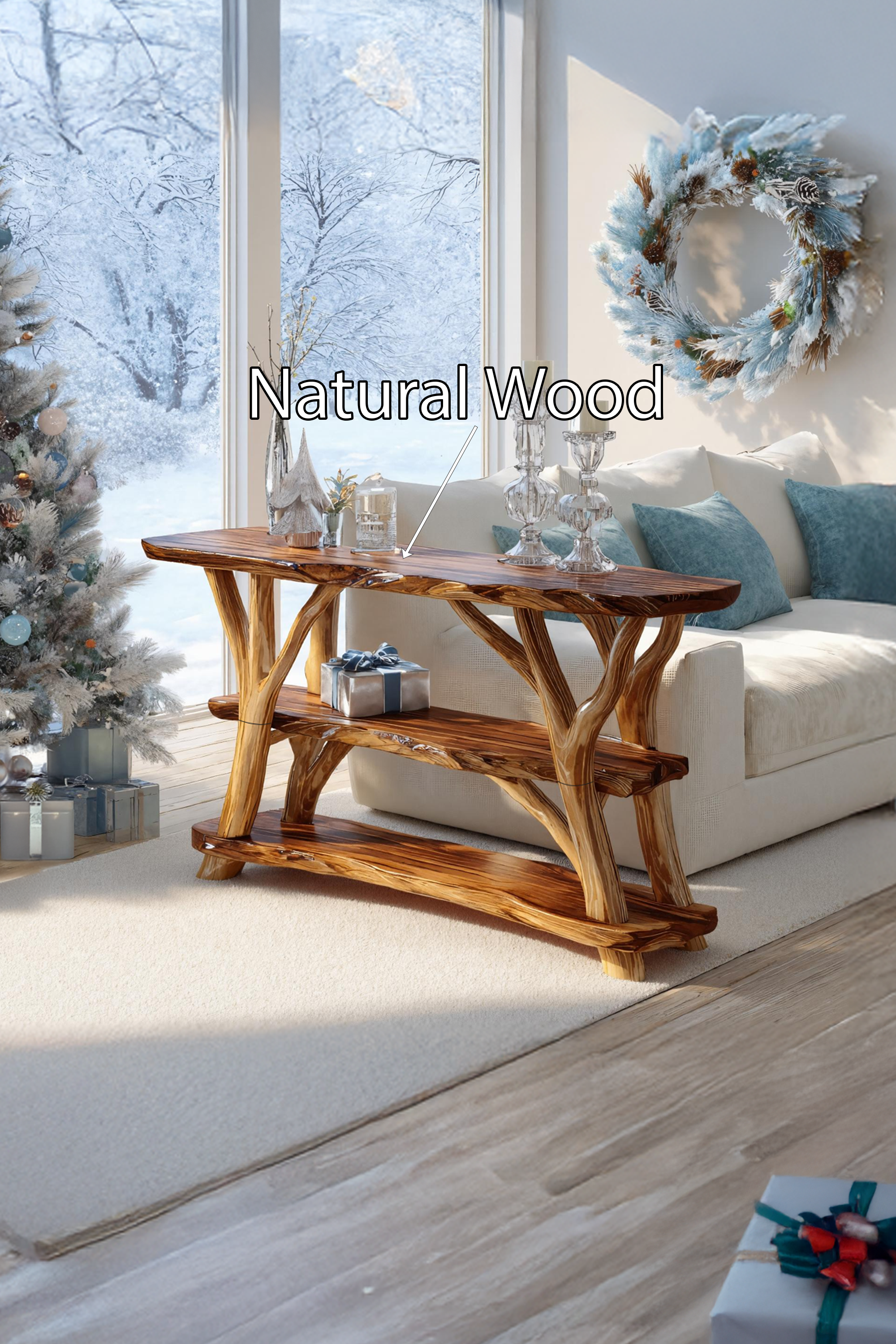 Handcrafted Solid Wood Console Table For Bedroom Decor Xmas Home Furniture SILDTTRCSC007