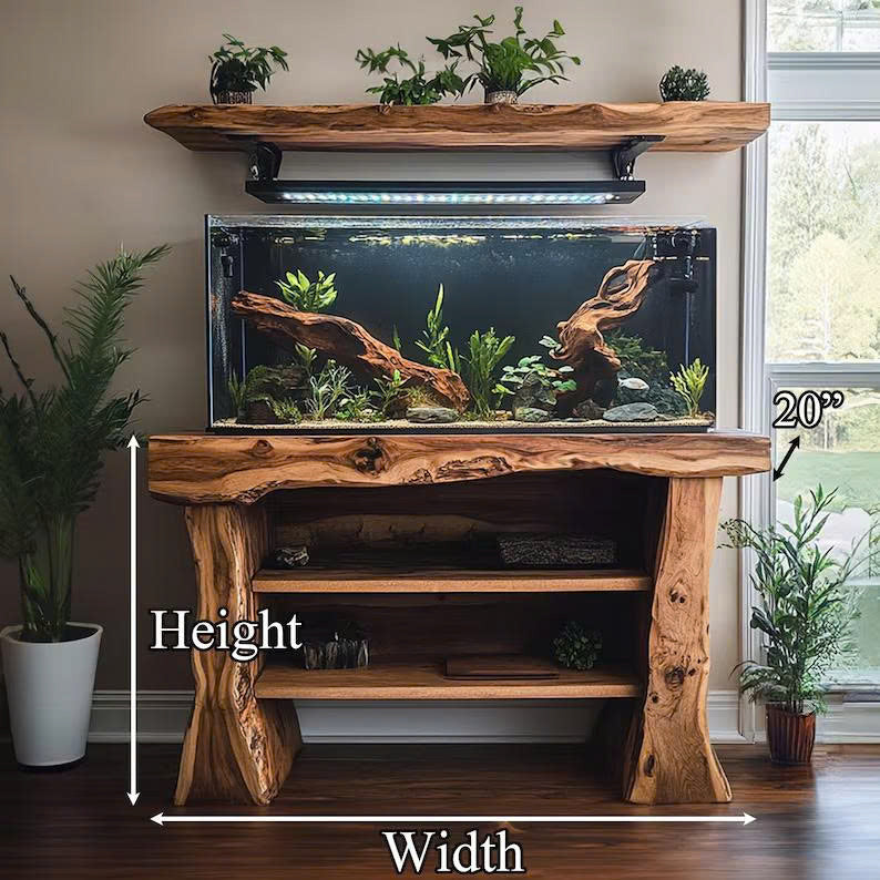 Handmade Wooden Aquarium Stand Home Decor Gift SINLWT008