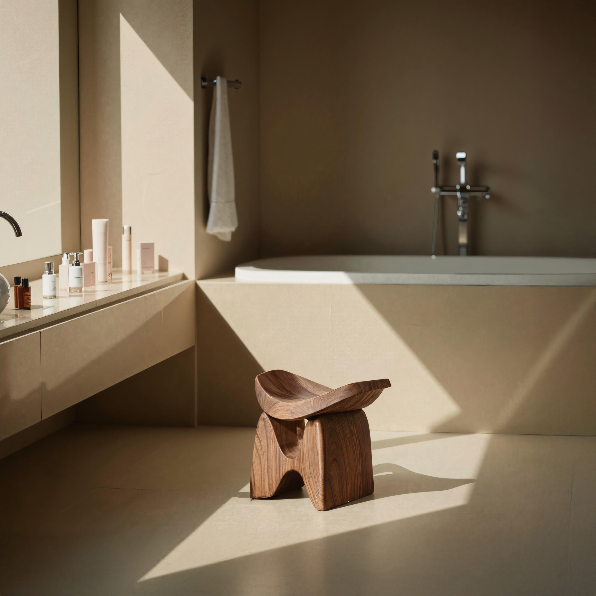 Mid Century Shower Stool For Elegant Bathroom Look SILDTTRSB008