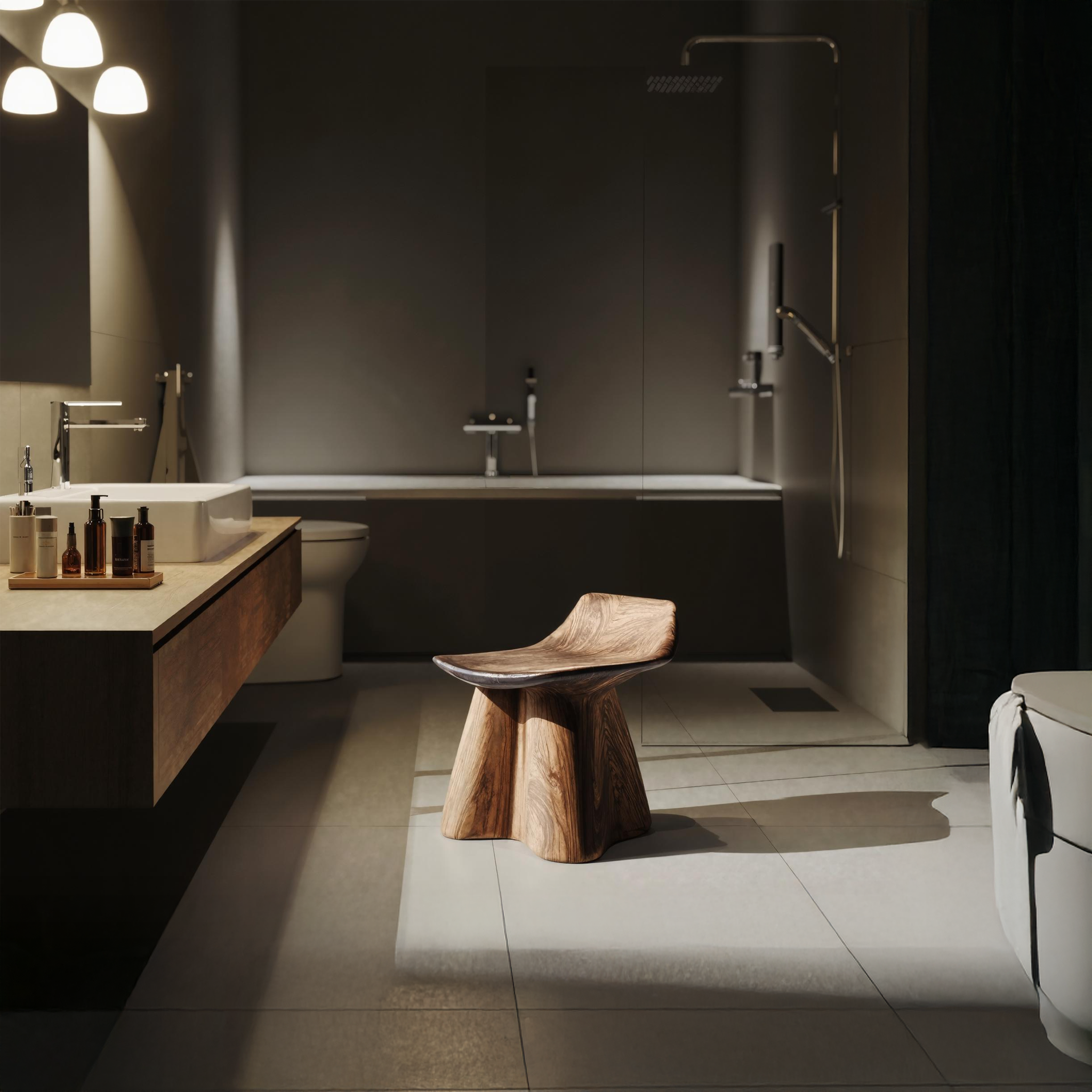 Farmhouse Shower Stool For Rustic Bathroom Interiors SILDTTRSB001