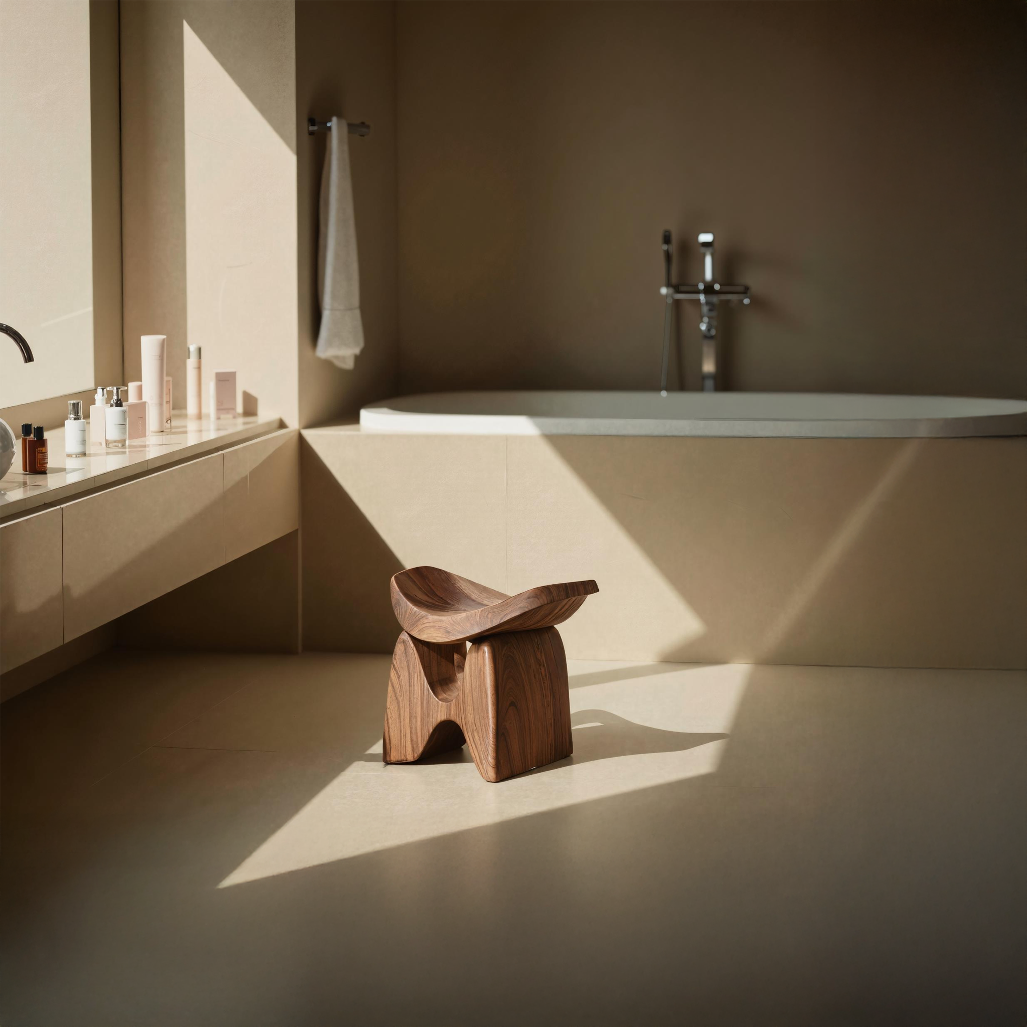 Mid Century Shower Stool For Elegant Bathroom Look SILDTTRSB008