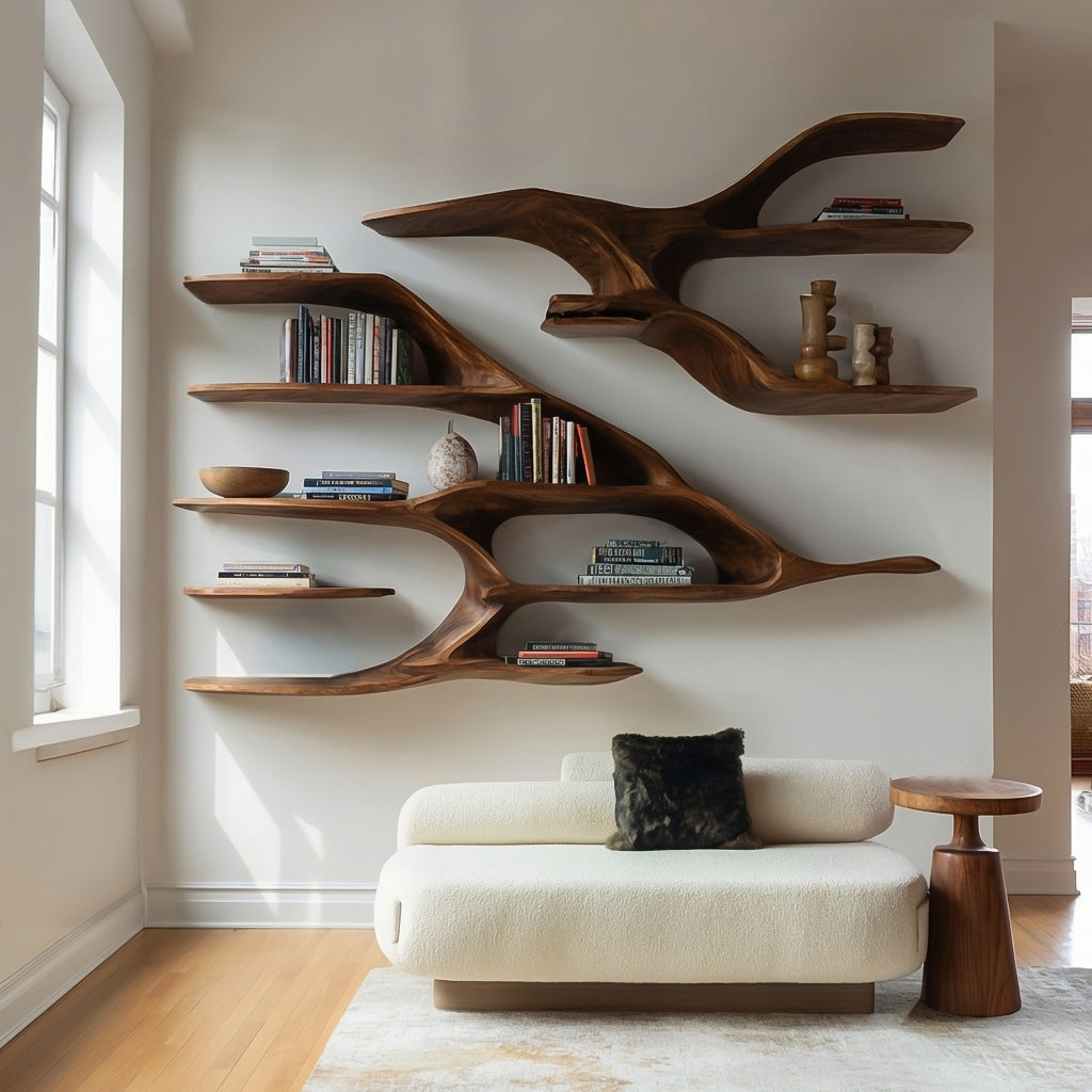 Contemporary Wooden Wall Shelf For Living Room Decor RTTHHNWMS012