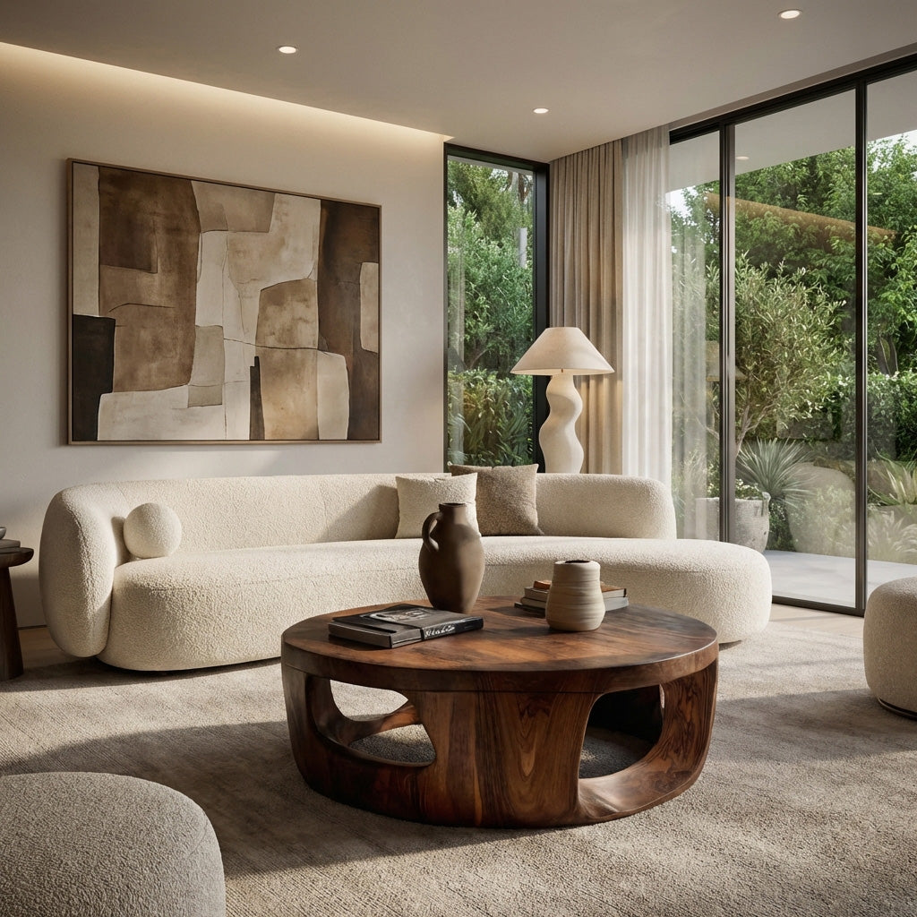Contemporary Round Coffee Table With Open Cut Base For Living RTTHHNCF068