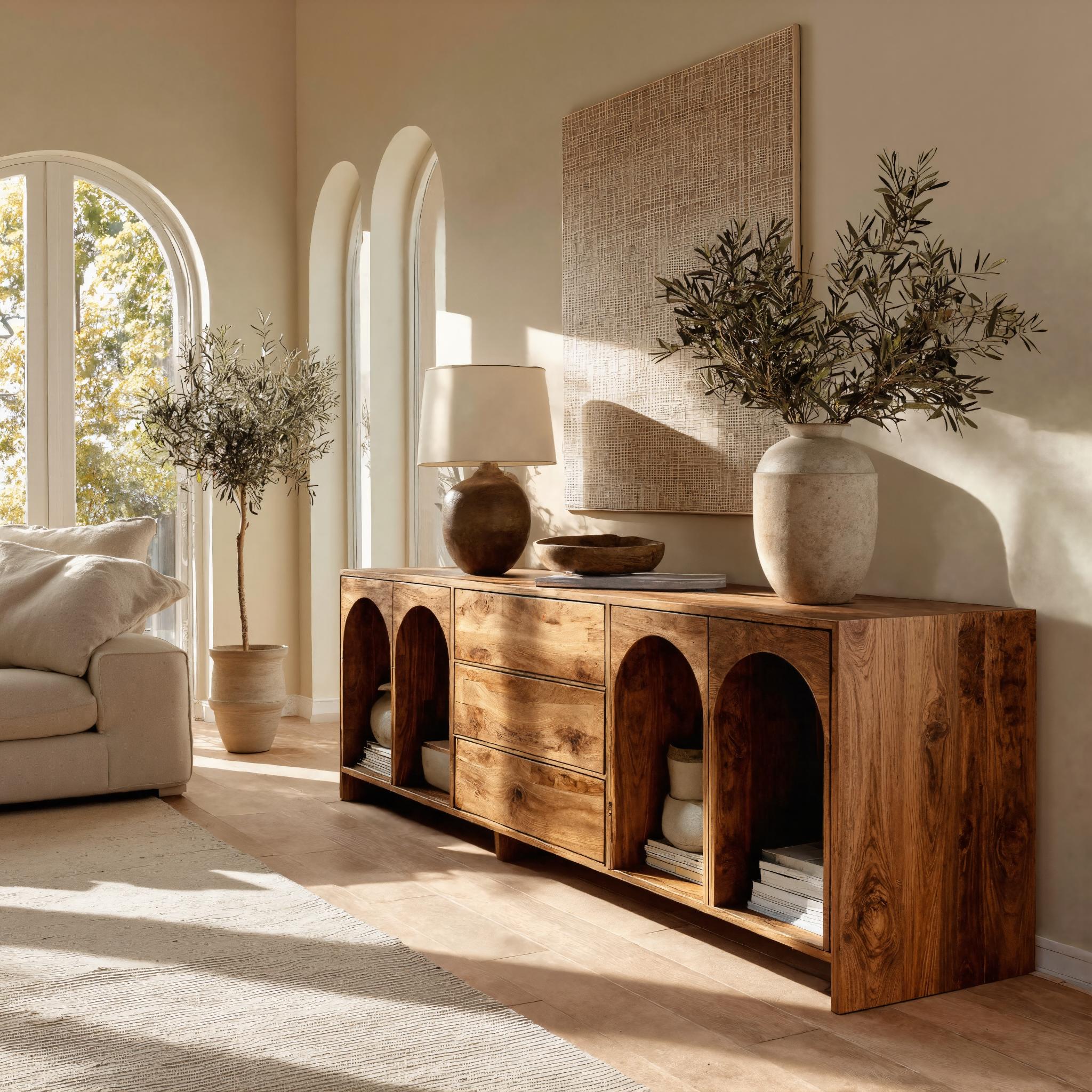 Modern Wooden Sideboard With Arched Compartments For Living Room RTTHHNSD033