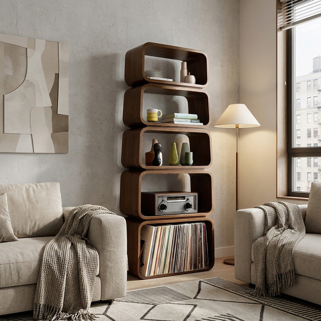 Mid Century Wooden Standing Shelf For Living Room Display RTTHHNSS008