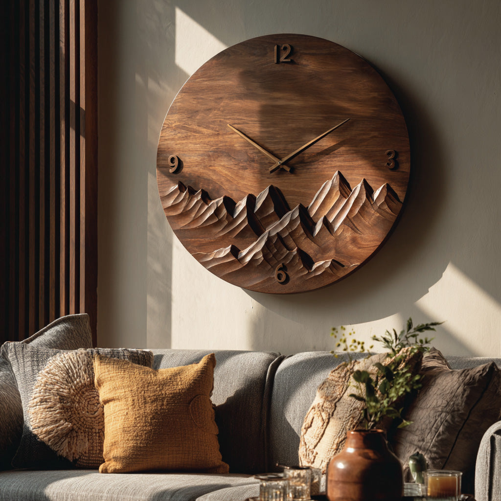 Modern Wall Clock Mountain Landscape For Living Room RTTHHNWAC017