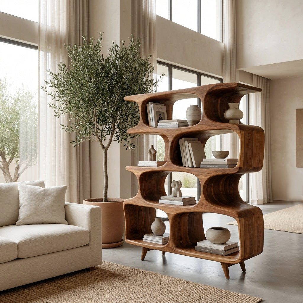 Modern Open Wooden Bookshelf For Beach House RTTHHNBS137