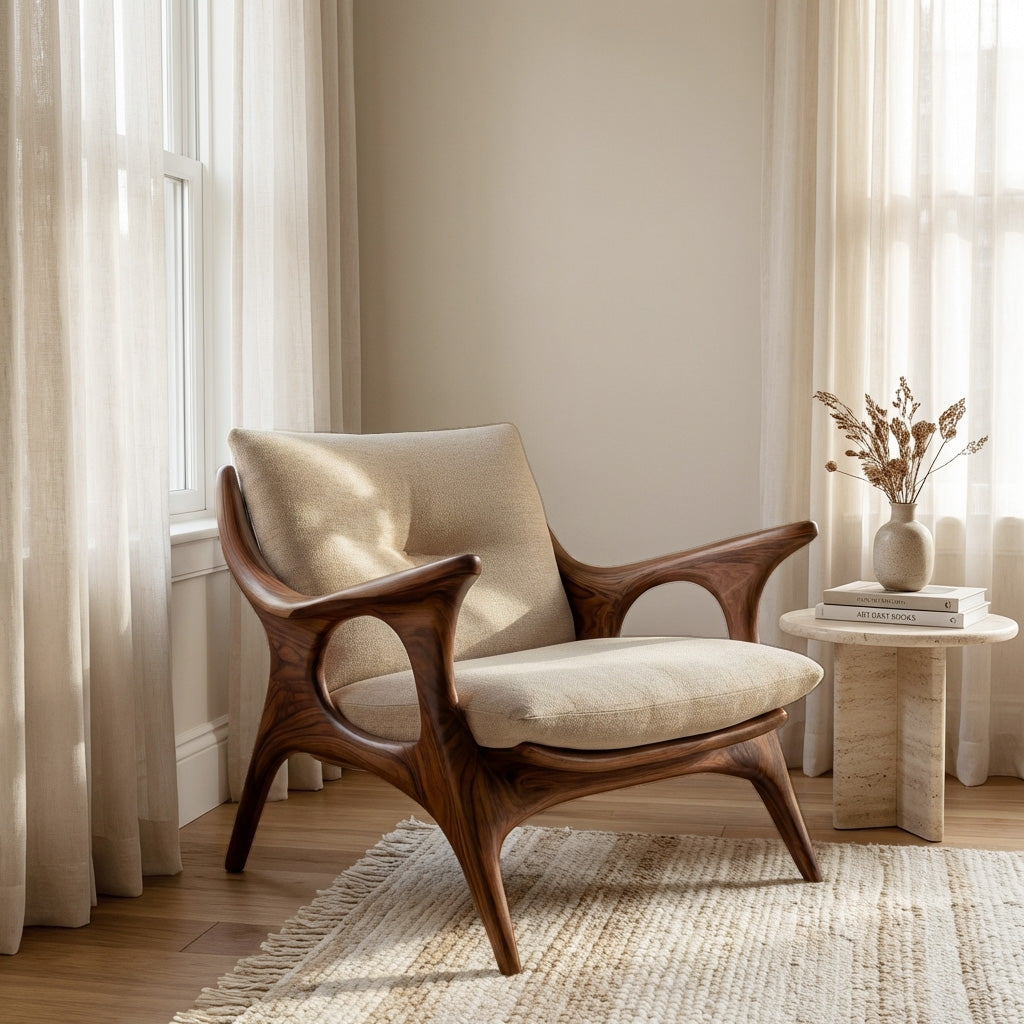 Minimalist Wooden Lounge Chair For Living Room Interior RTTHHNCHR112