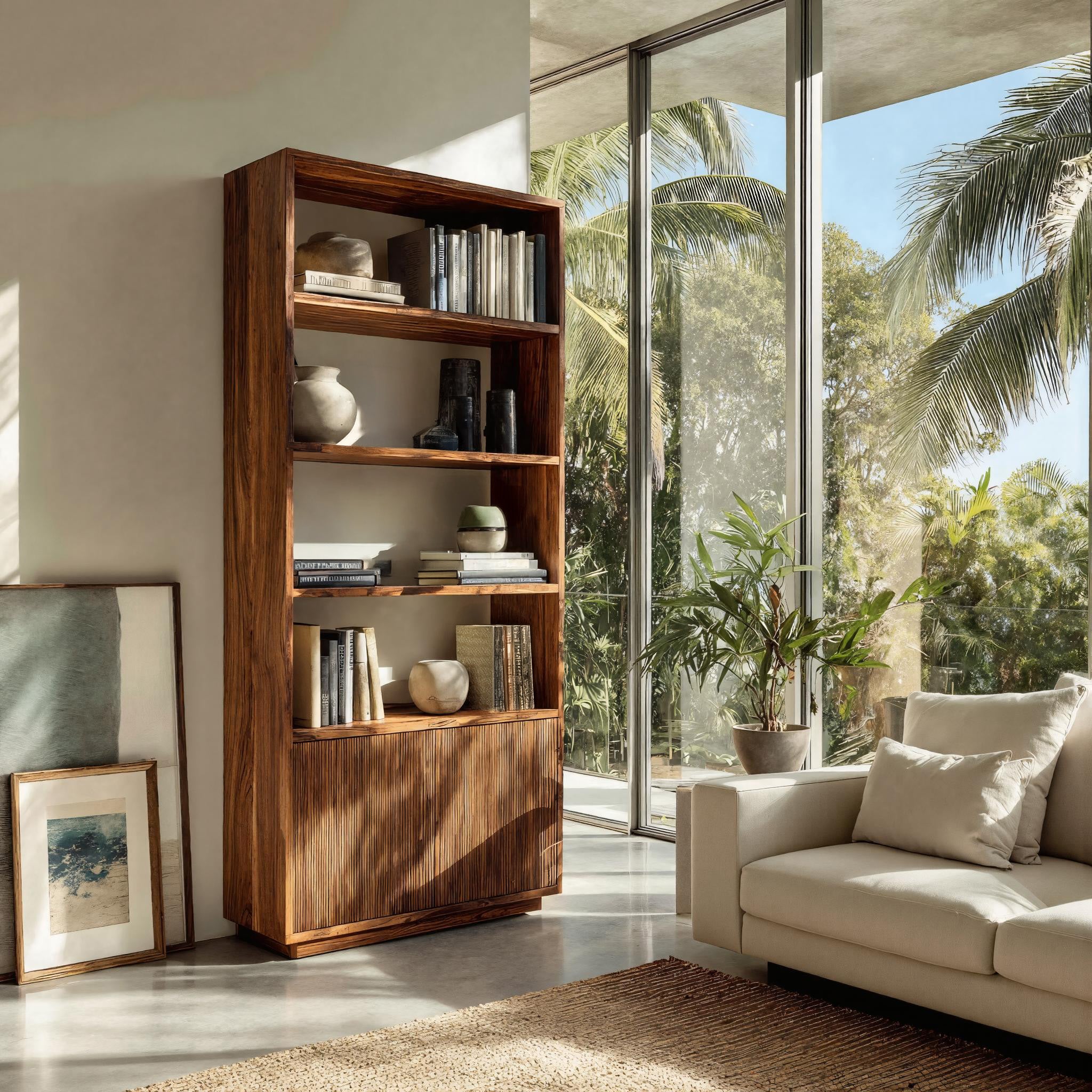 Minimal Wooden Bookcase For Coastal Living Room RTTHHNBS146