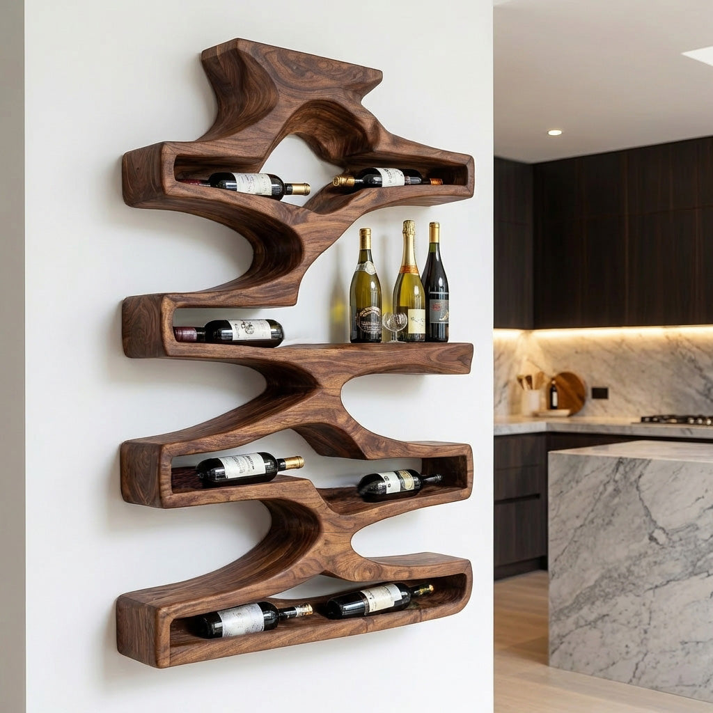 Contemporary Wall Wine Storage Natural Wood For Dining Room RTTHHNWH002