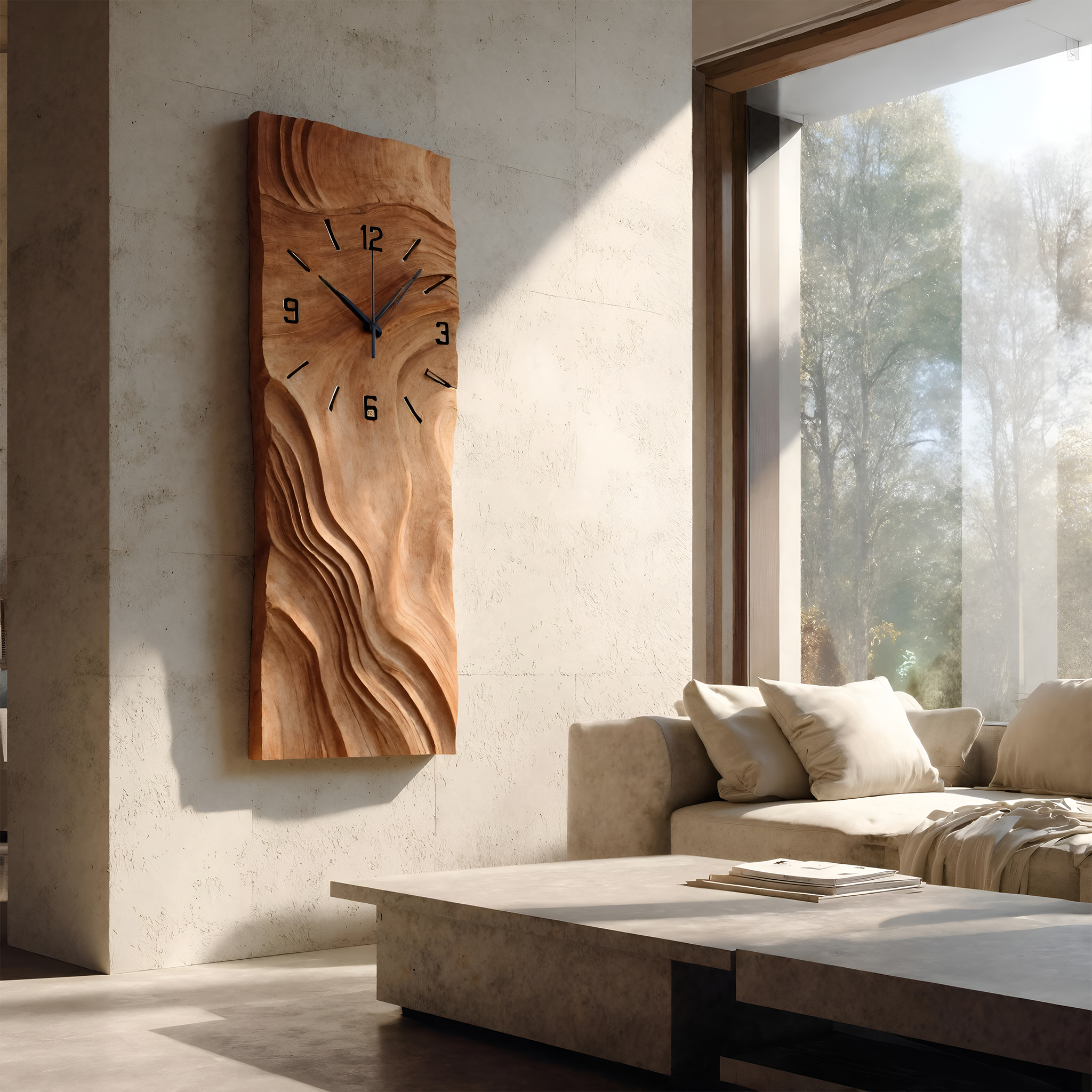 Organic Vertical Sculptural Wall Clock For Living Room SITHHNWAC006