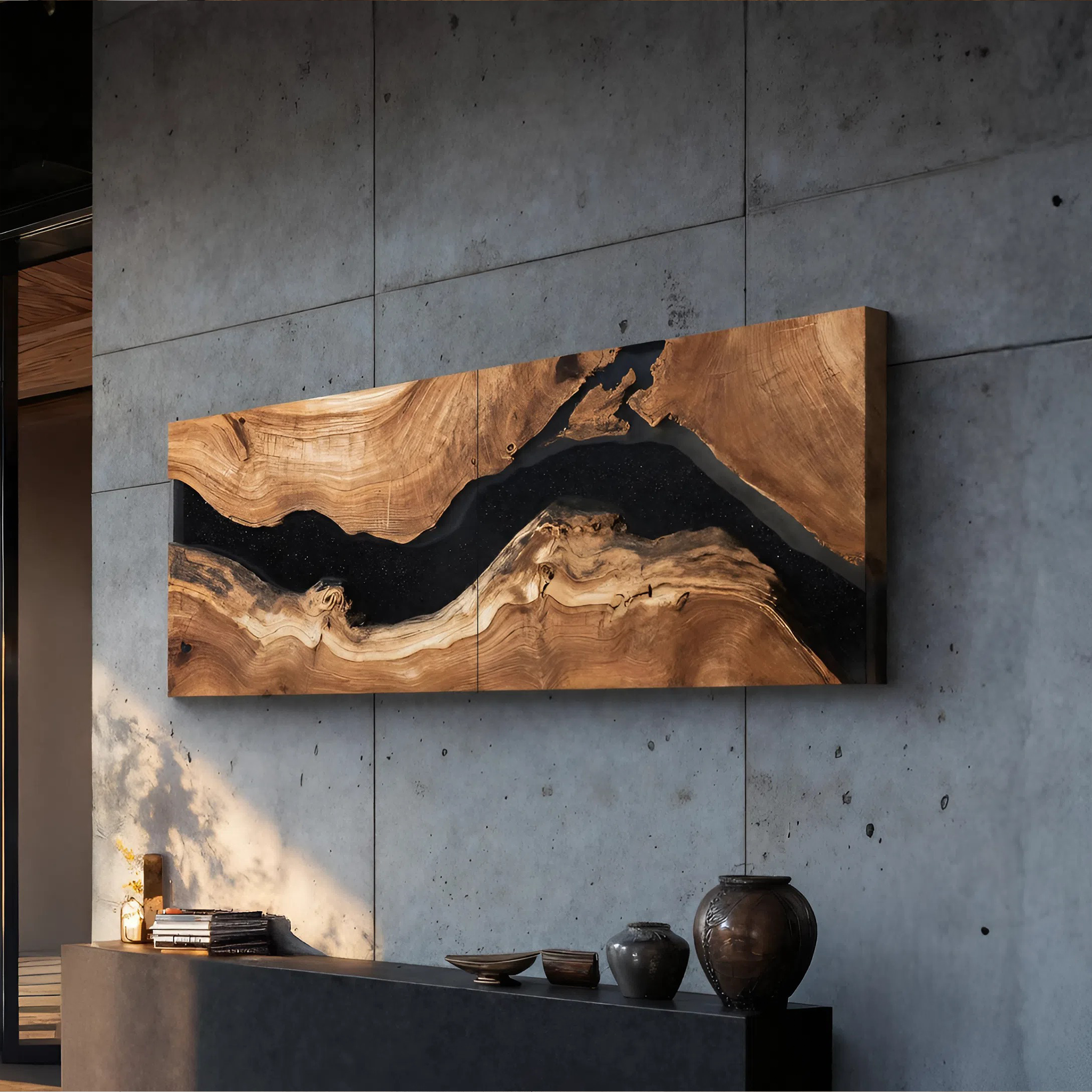 Handcrafted Wooden Rectangular Wall Art For Living Room Decor SILDTTRWA031