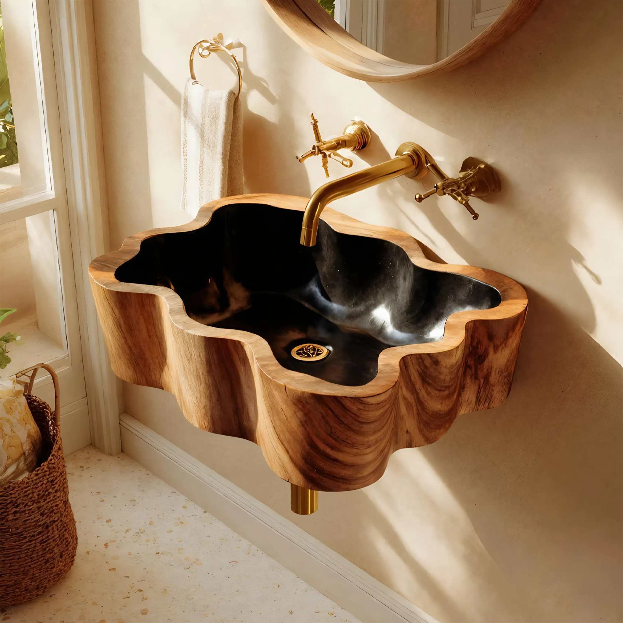 Modern Wall Mounted Wooden Bathroom Sink For Luxury Bathroom Furniture SILDTTNVS052