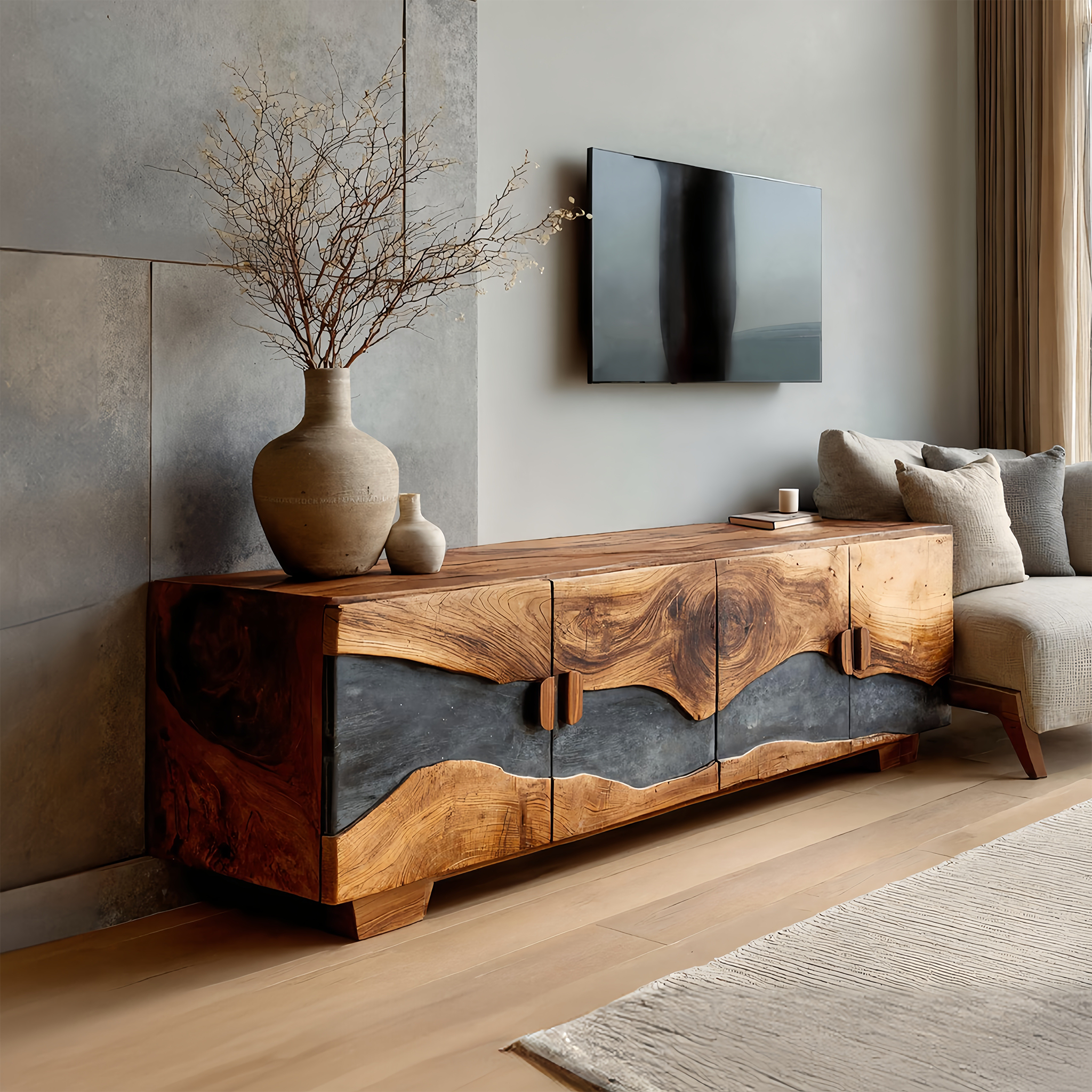Mid Century Solid Wood TV Console For Living Room Decor SILDTTNTVC086