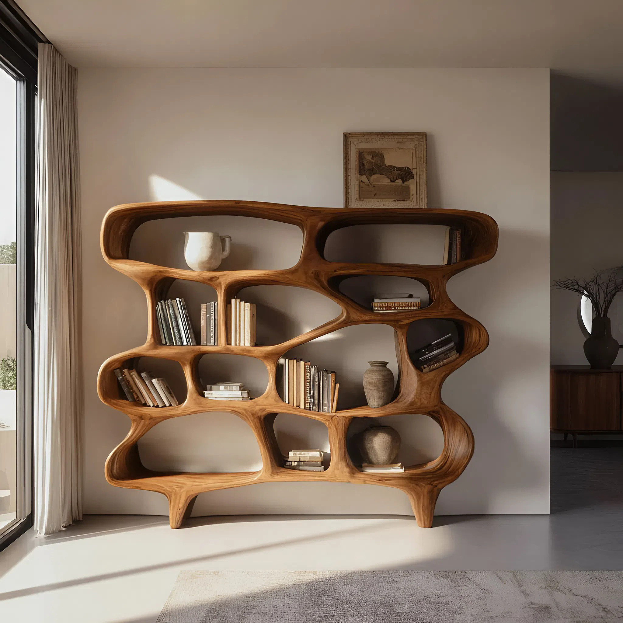 Organic Sculptural Bookshelf For Living Room Or Office Decor SITHHNBS065