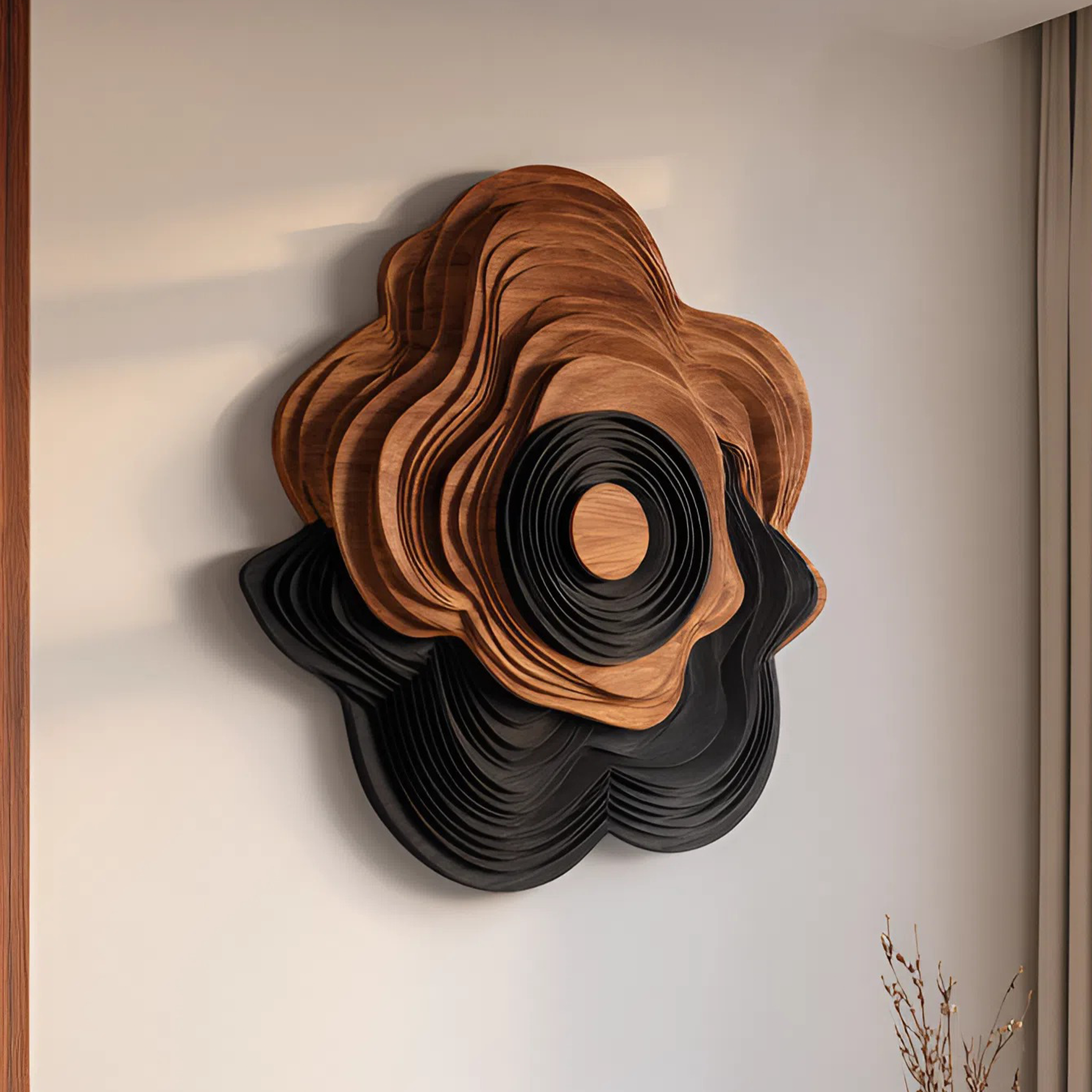 Mid Century Sculptural Wall Art Panel For Living Room Display SILDTTNWA057