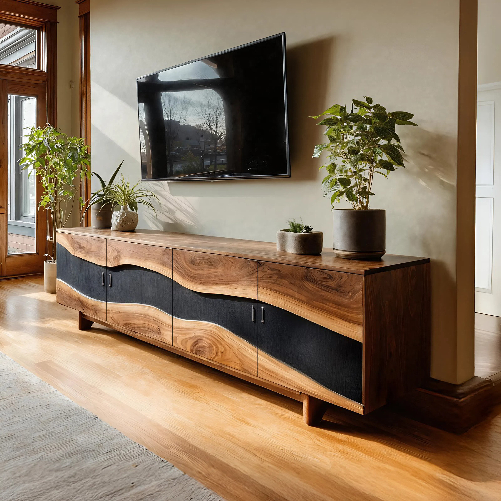 Modern Solid Wood TV Stand For Furniture Decor SILDTTNTVC109
