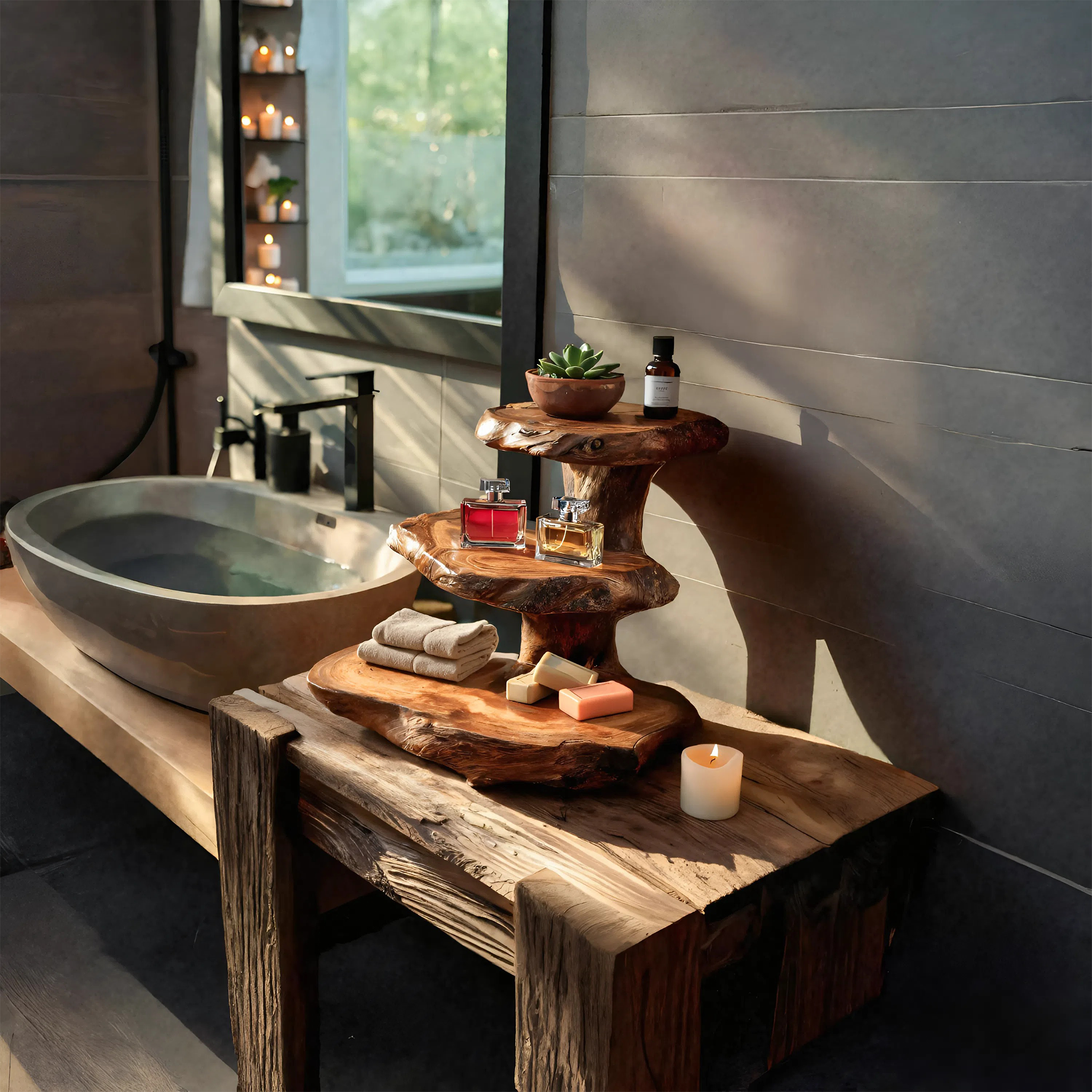 Rustic Bathroom Shelf Nature Inspired For Bathroom SITHTTBAS024