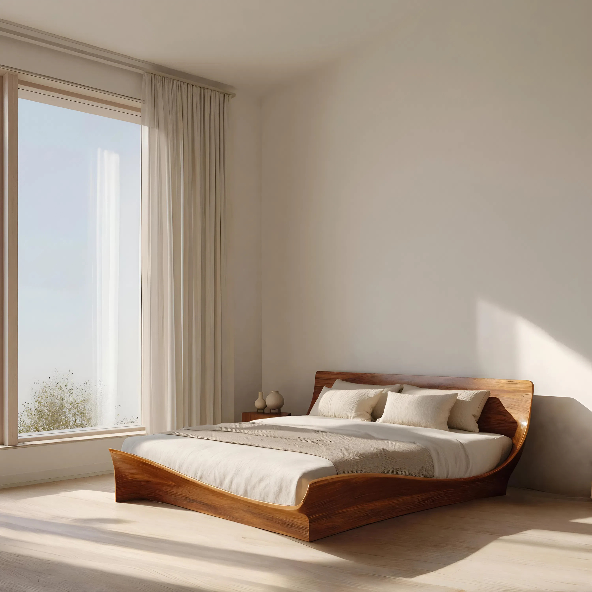 Handcrafted Bed Frame And Headboard For Modern Bedroom RTTHHNWO004