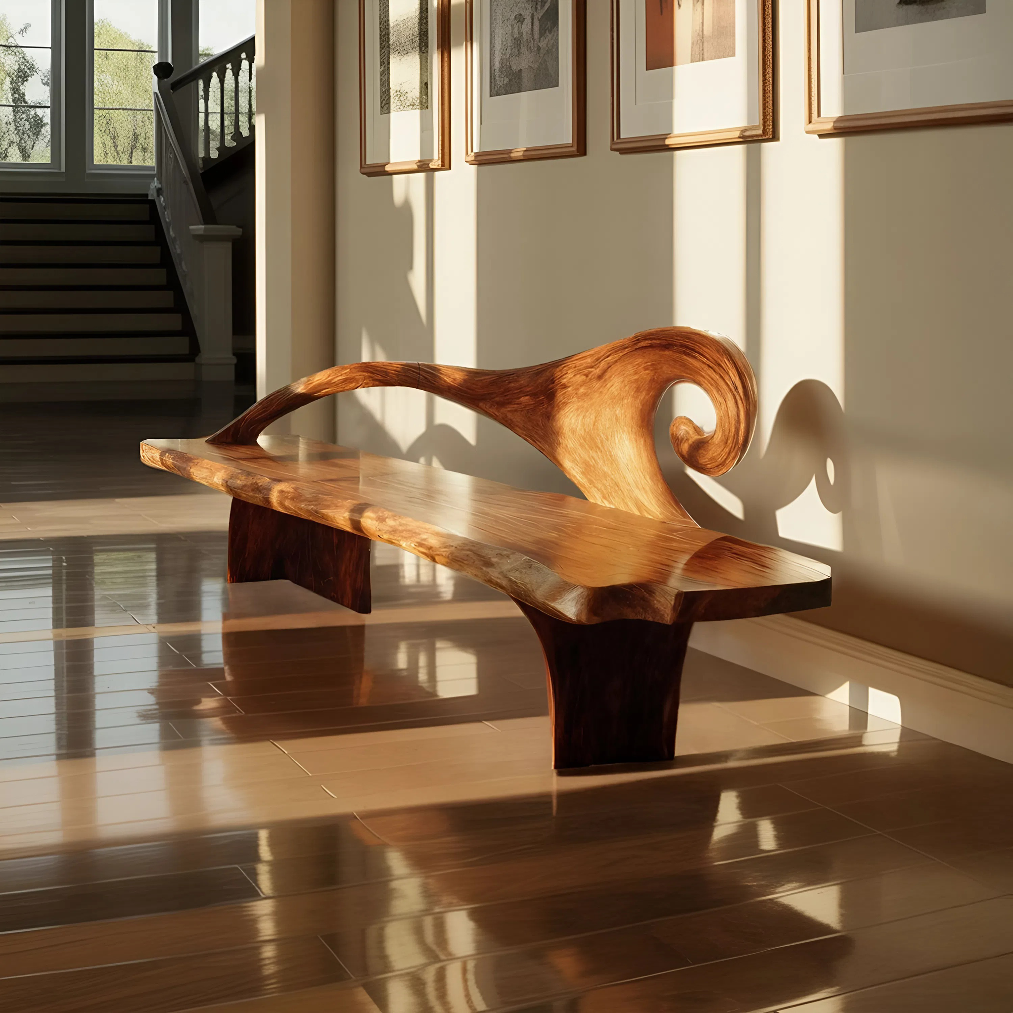 Natural Rustic Wood Entryway Bench For Home Hallway SILDTTRBEN051