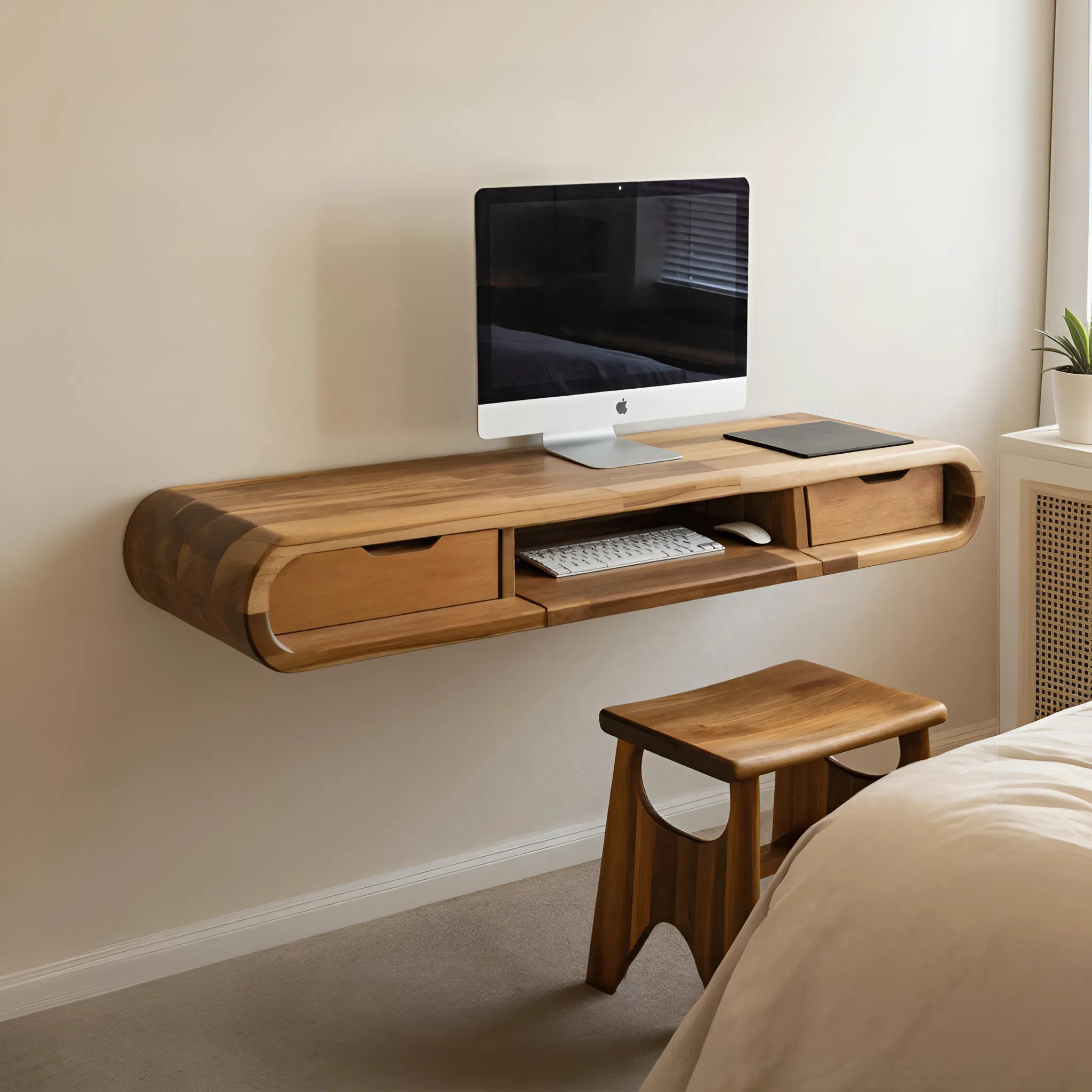 Modern Floating Wall Mounted Desk With Drawers For Bedroom And Office SITHHNFLD006