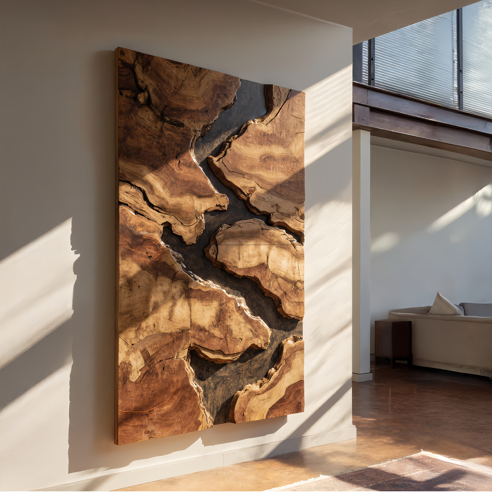 Mid Century Solid Wood Wall Sculpture For Living Room SILDTTRWA034