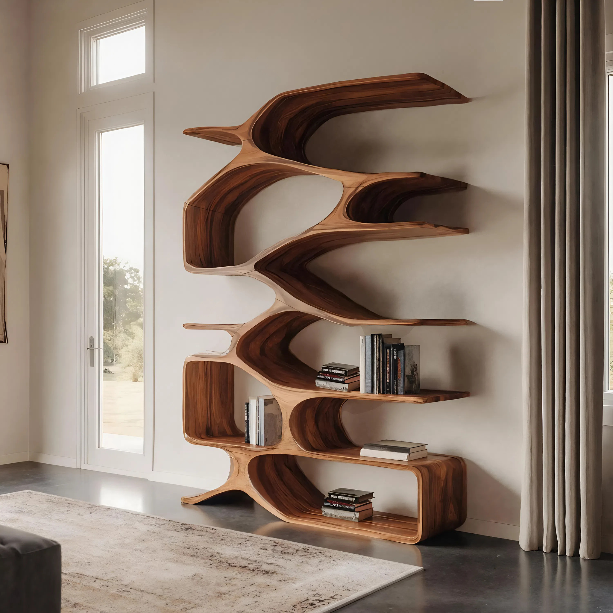 Organic Sculptural Bookshelf For Living Decor RTTHHNBS092