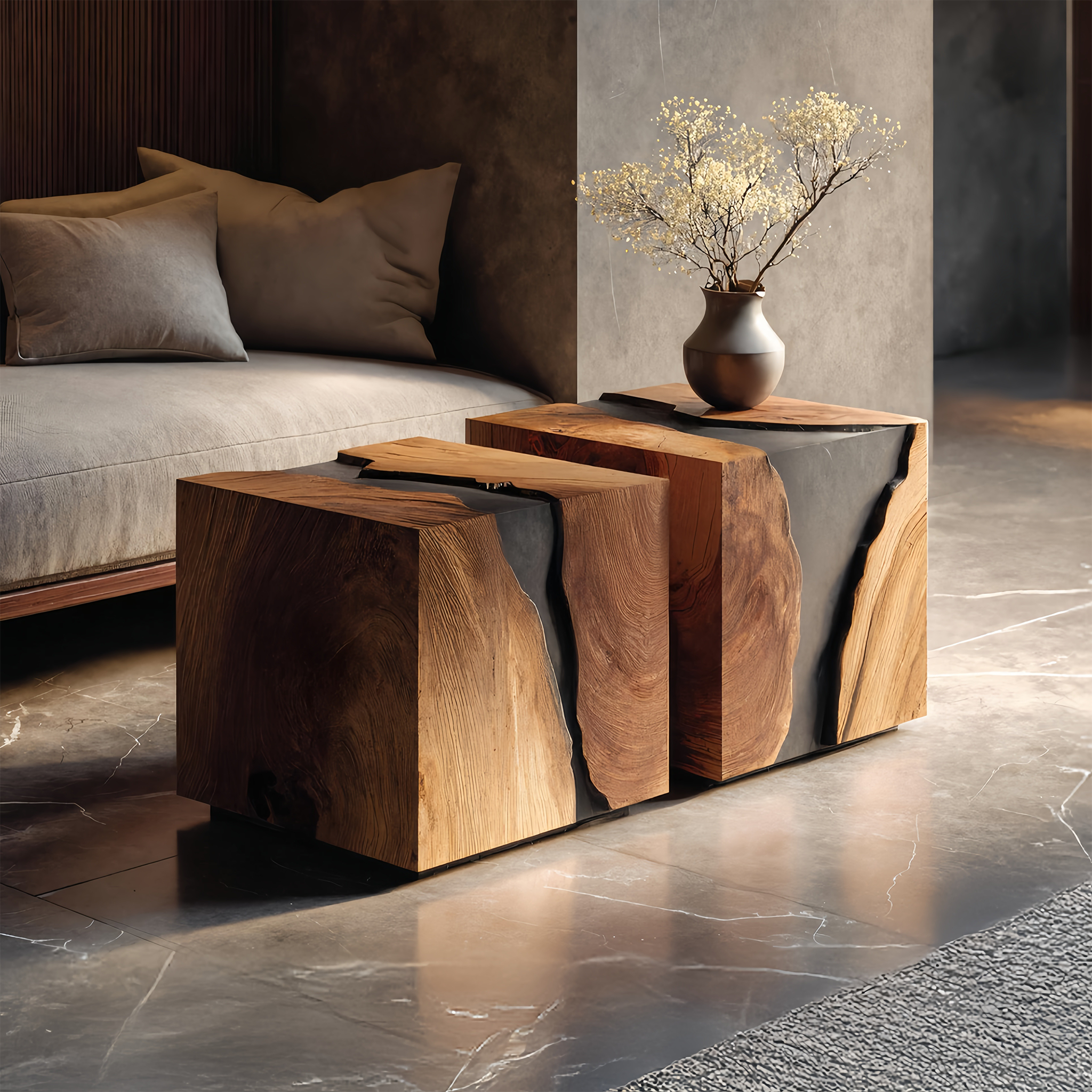 Modern Solid Wood Cube Coffee Table For Furniture Decor SILDTTNCF043