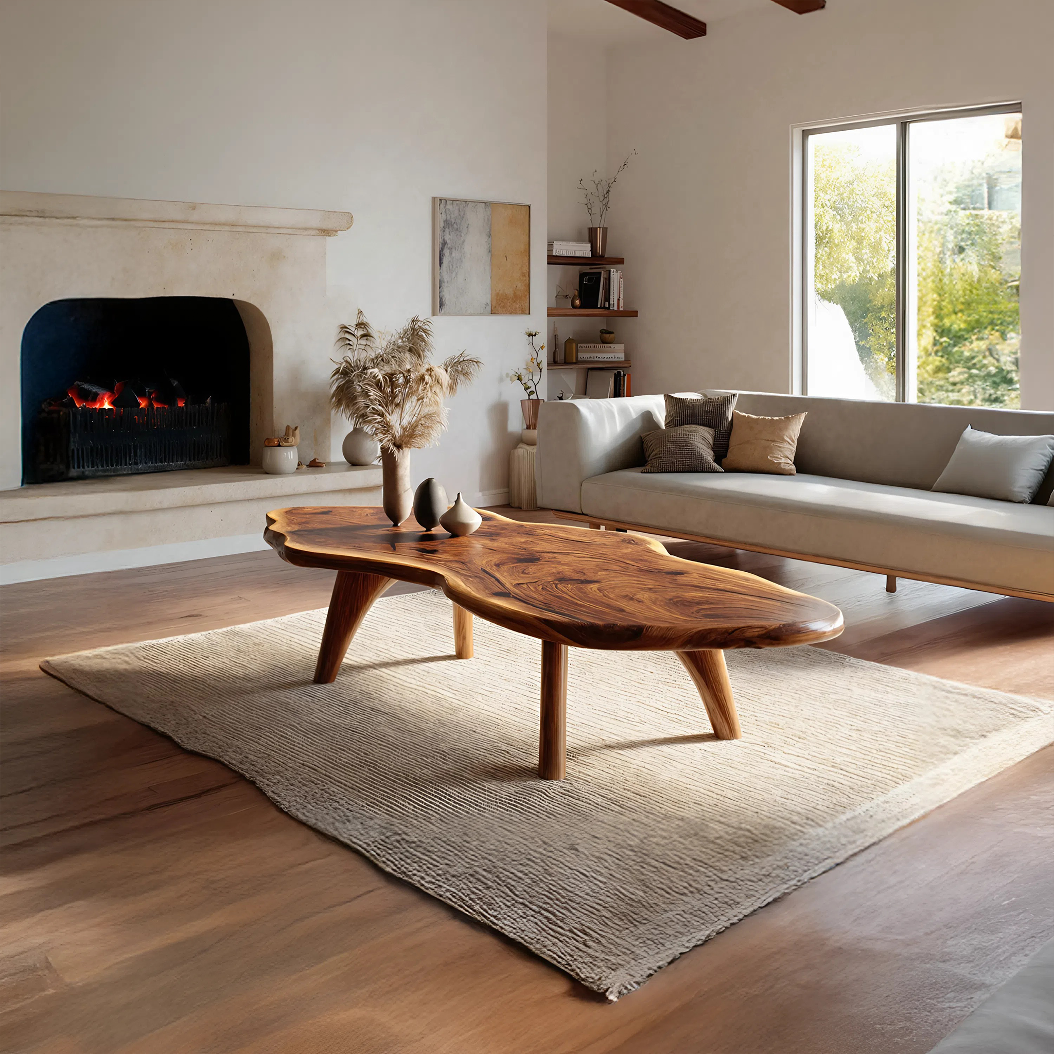 Mid Century Modern Live Edge Coffee Table For Living Room Look SILDTTRCF039
