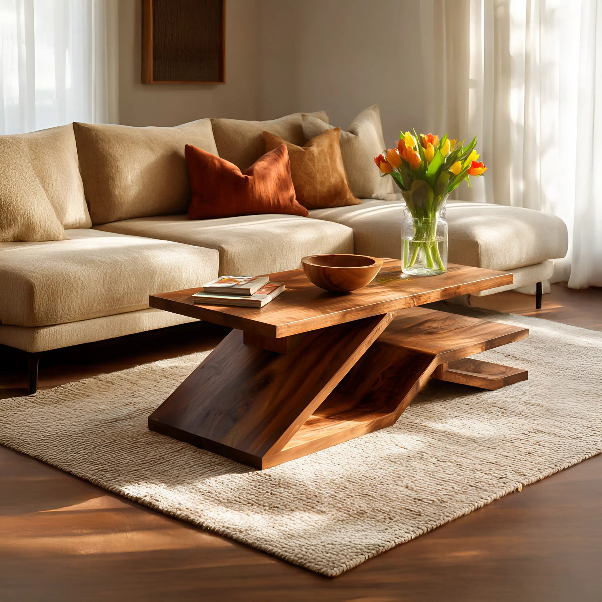 Rustic Coffee Table With Shelf Storage For Living Decor RTTHTTCF006