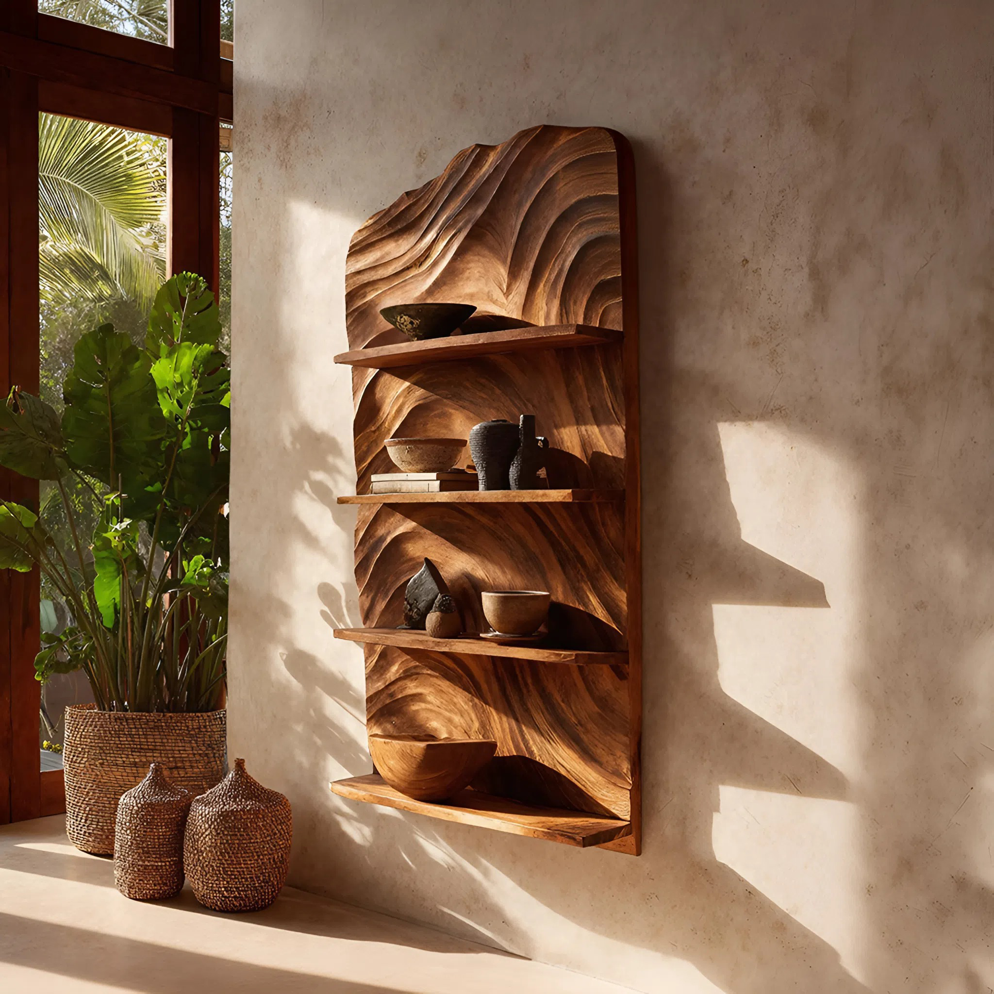 Rustic Handcrafted Wooden Wall Rack For Entryway Storage Display SILDTTRWMS008