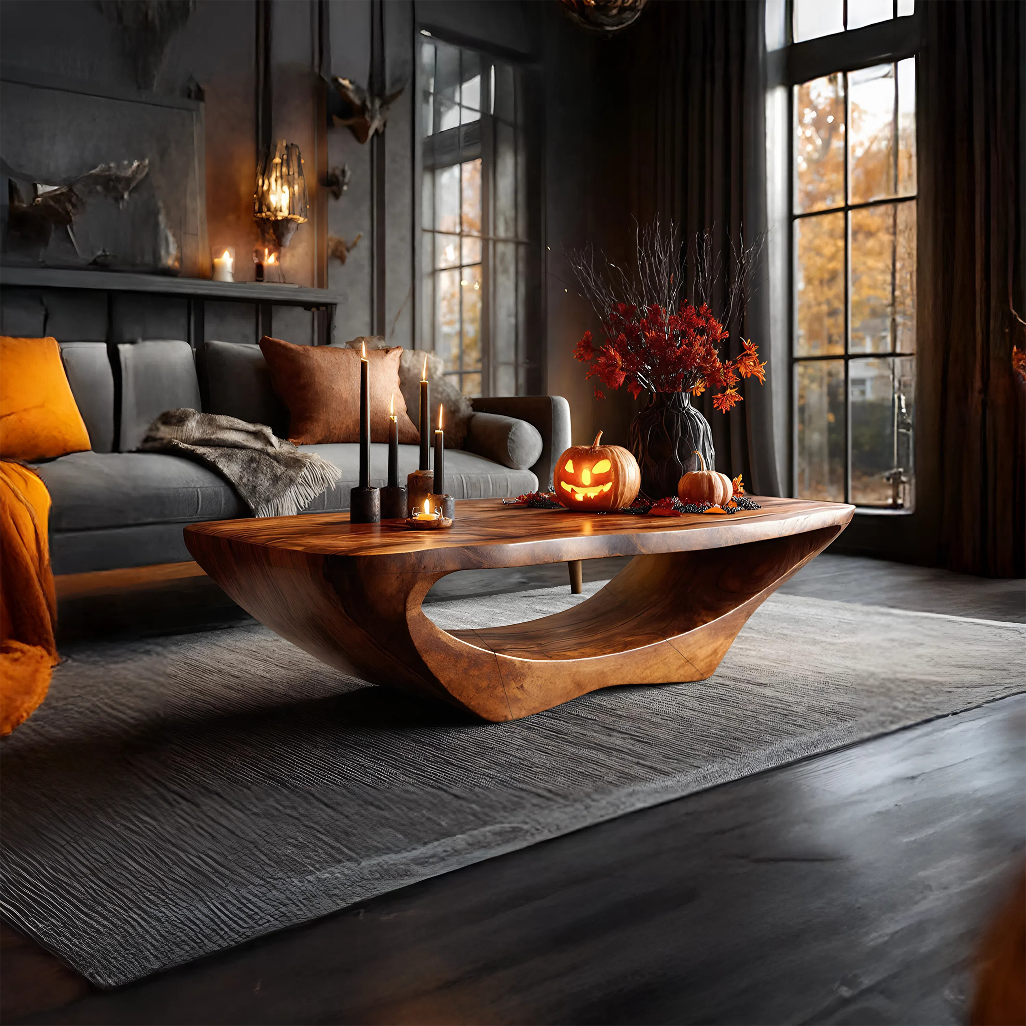 Farmhouse Live Edge Coffee Table Entryway Design Rustic Halloween SILDTTNHCF022