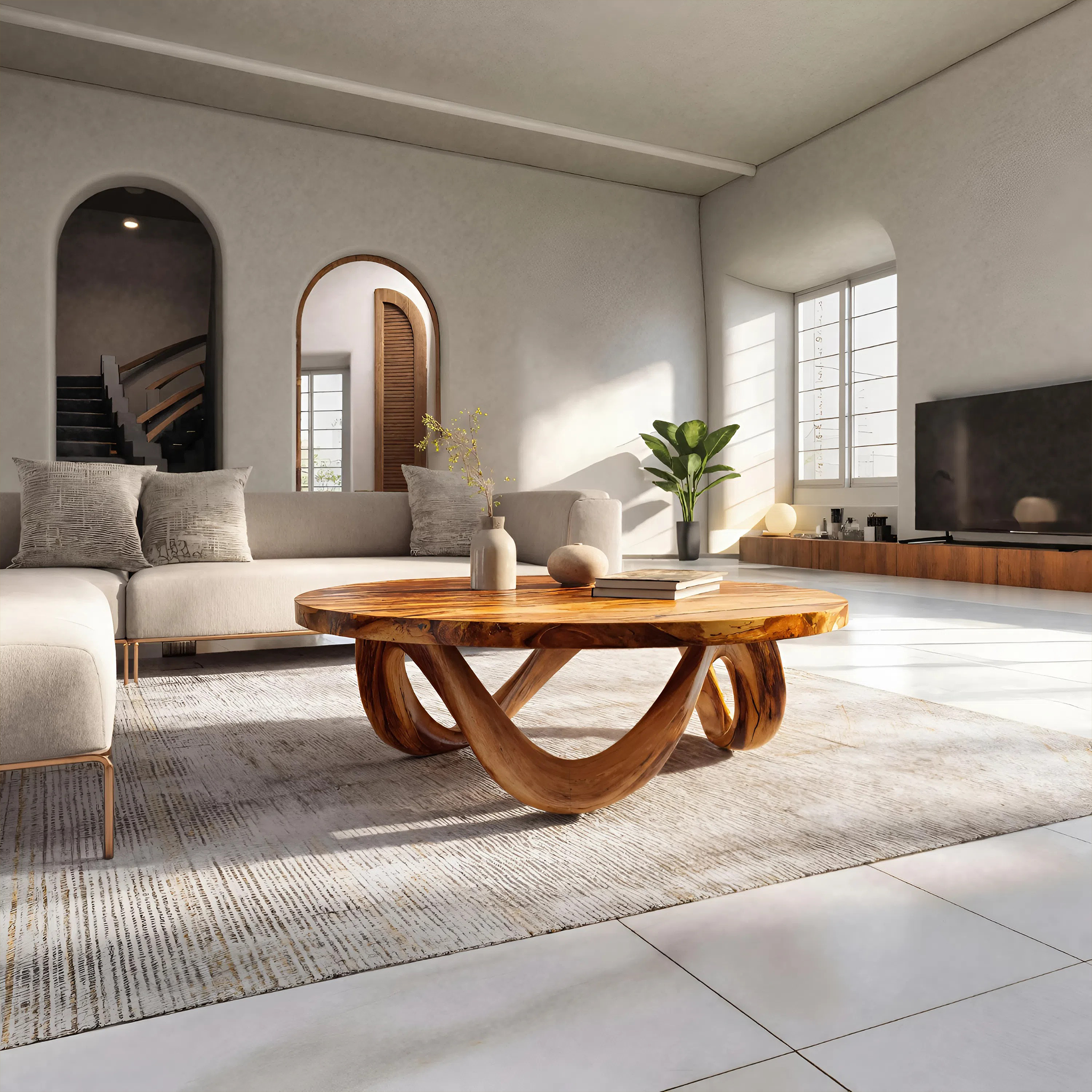 Modern Coffee Table Unique Base Design For Living Room RTTHTTCF040