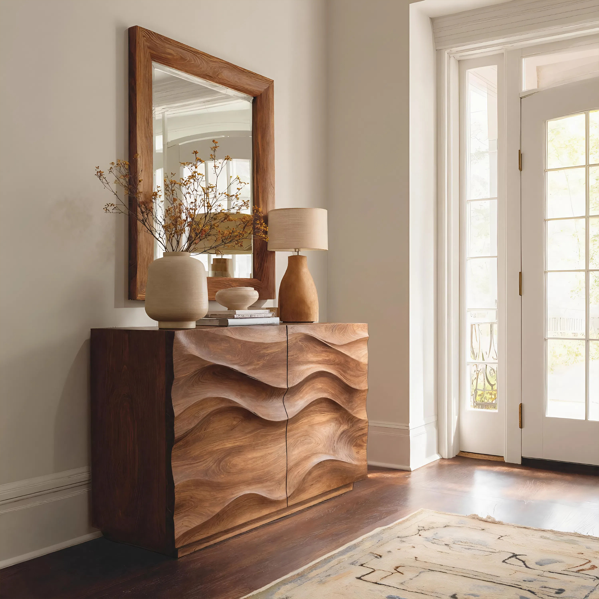 Contemporary Sideboard Sculptural Carved For Living Room RTTHHNSD009