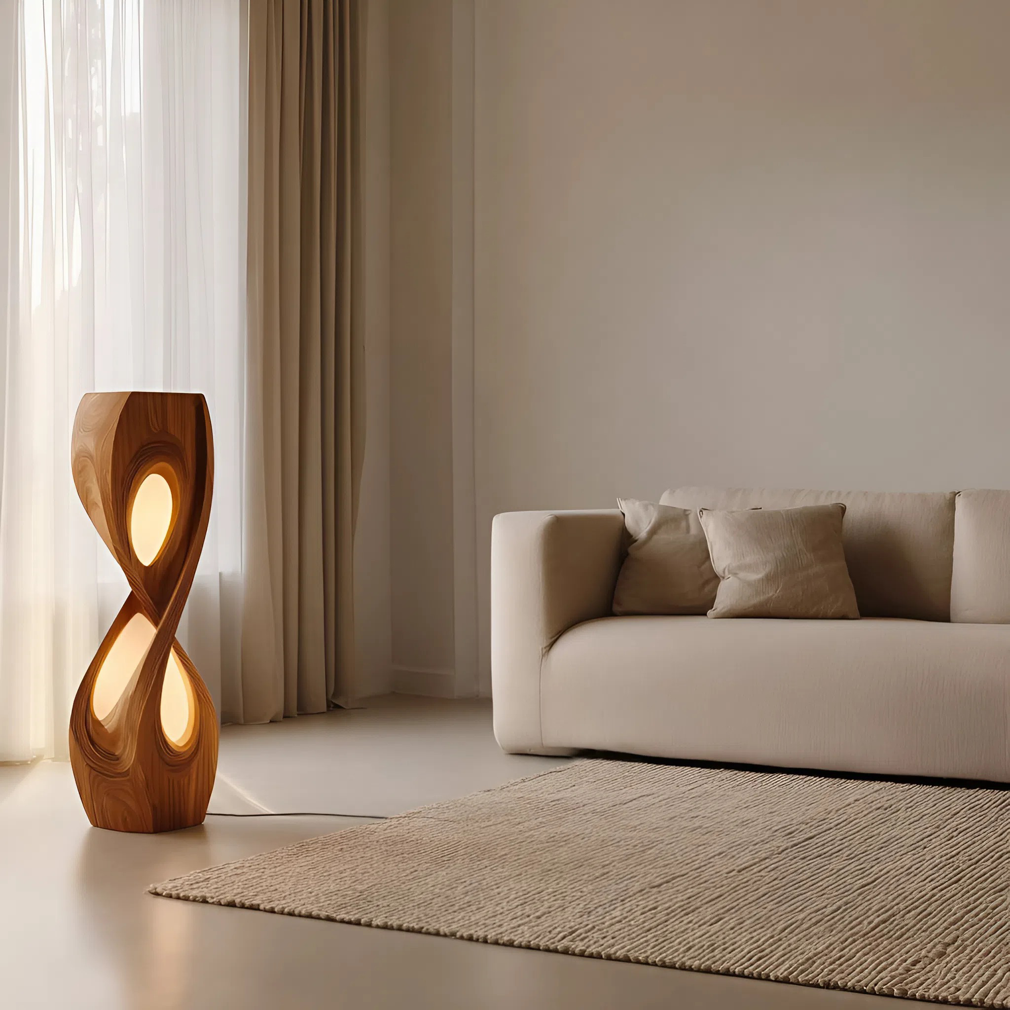 Organic Sculptural Twisted Floor Lamp For Bedroom SITHHNLAM029